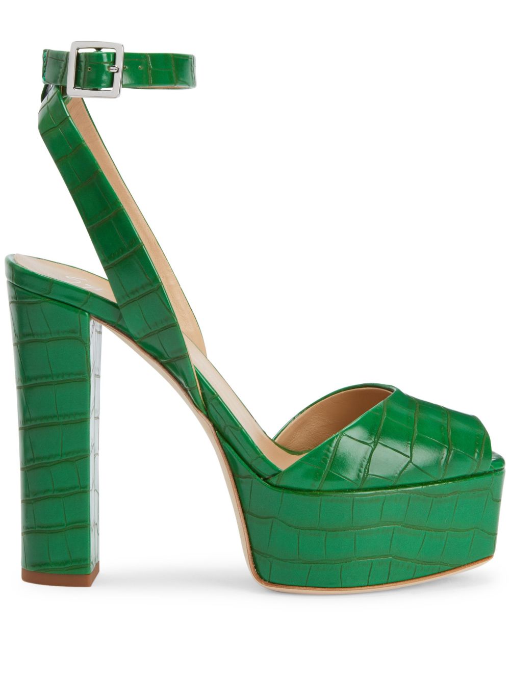 Giuseppe Zanotti Betty 仿鳄鱼纹高跟凉鞋 - 绿色