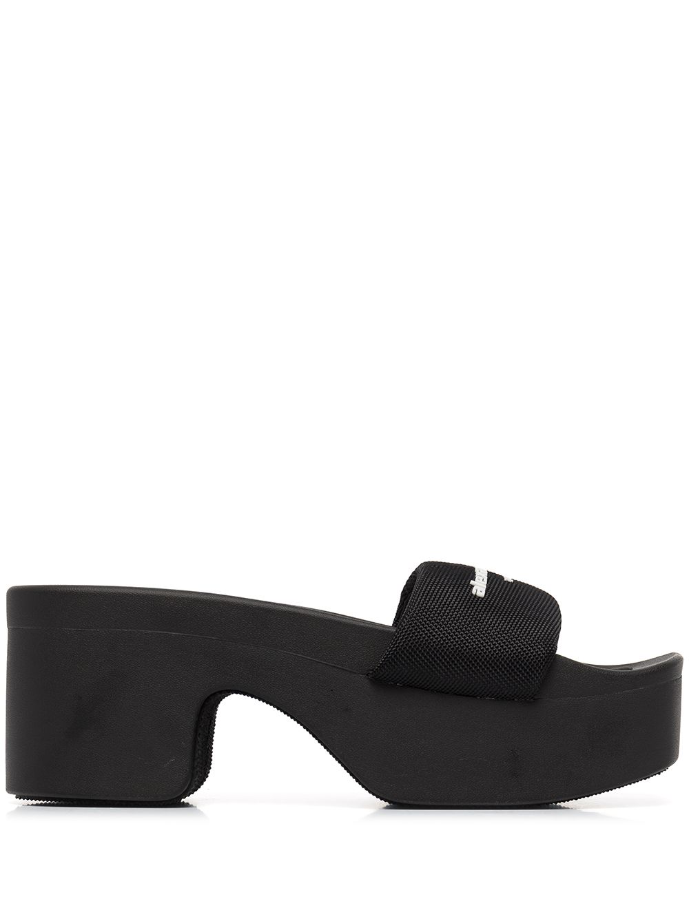Alexander Wang logo印花袢带拖鞋 - 黑色
