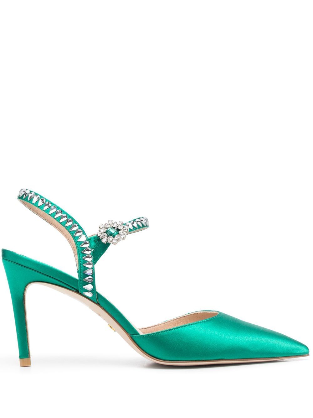Stuart Weitzman Gemcut 缎面高跟鞋 - 绿色