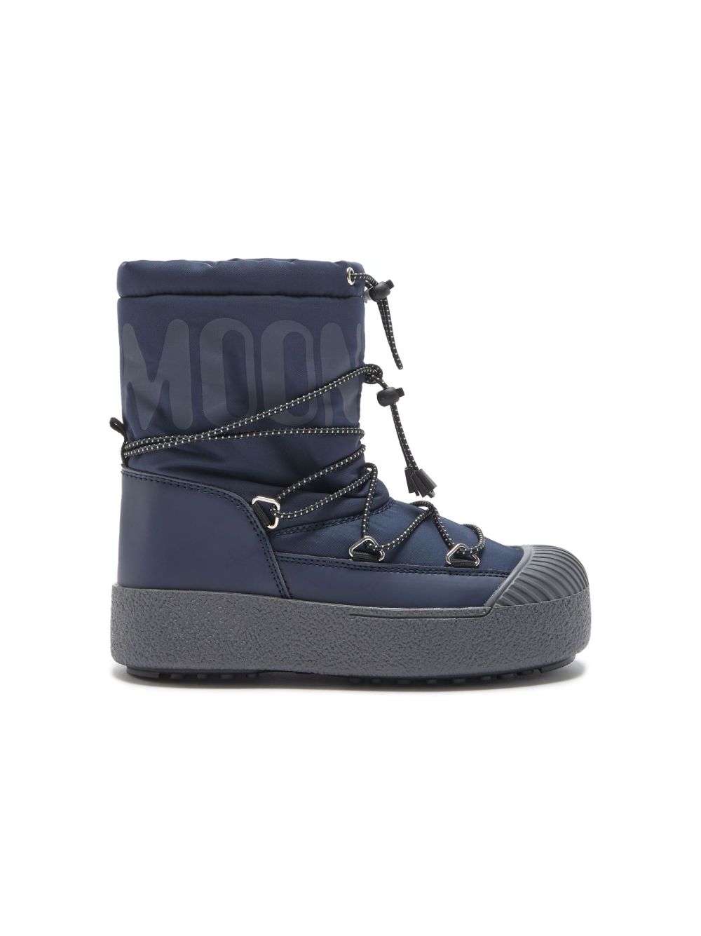 Moon Boot Kids logo印花系带雪靴 - 蓝色