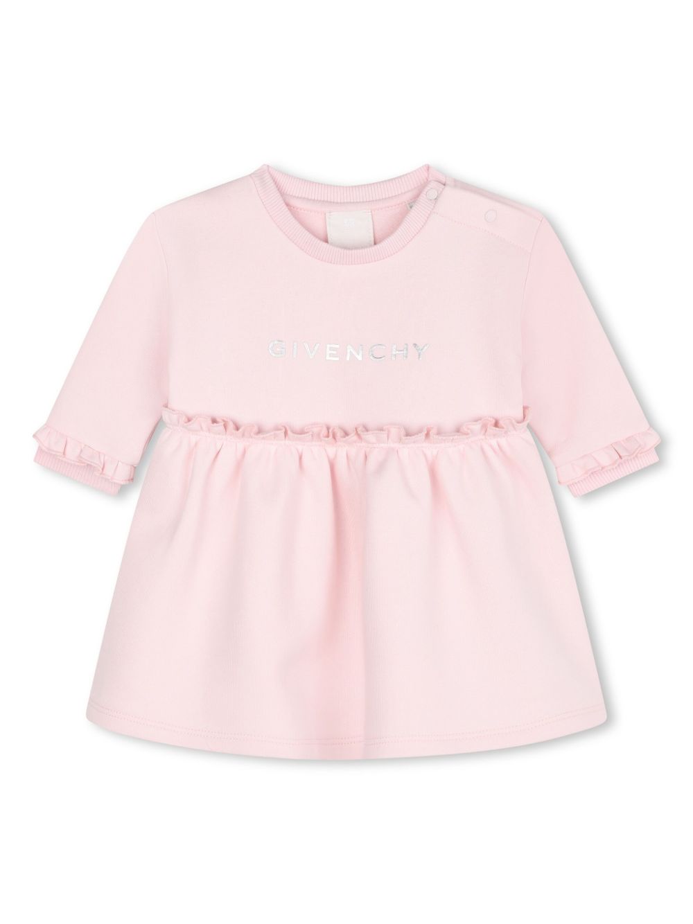 Givenchy Kids logo印花长袖连衣裙 - 粉色