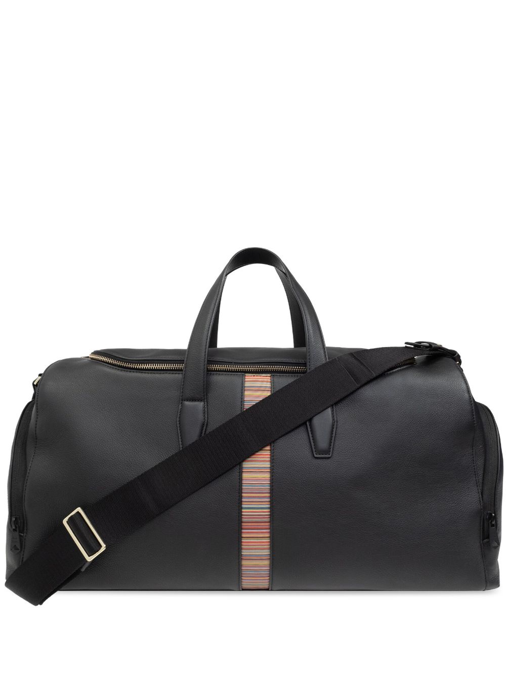 Paul Smith 条纹细节皮质旅行包 - 黑色