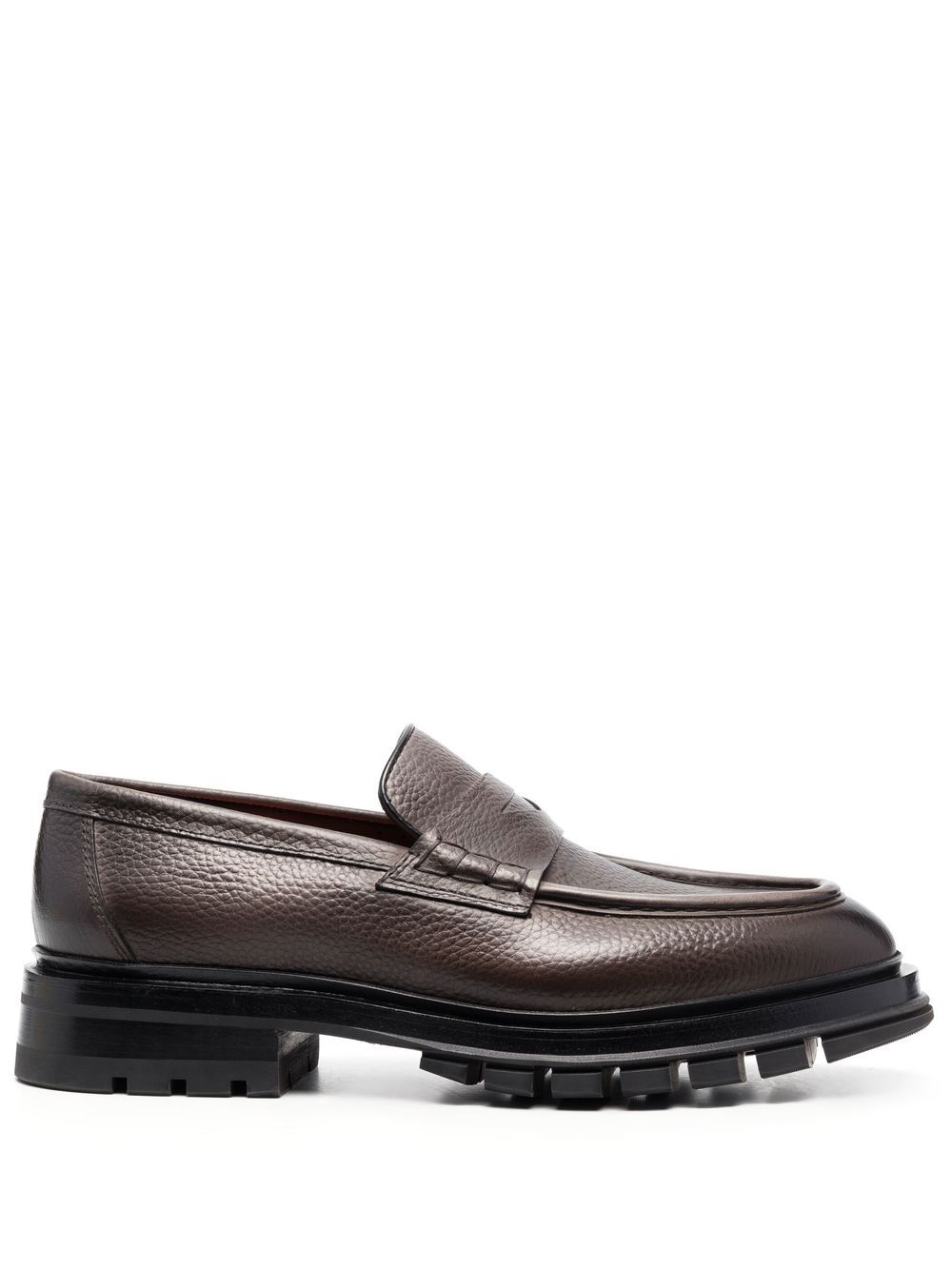 Santoni 粒面皮质乐福鞋 - 灰色