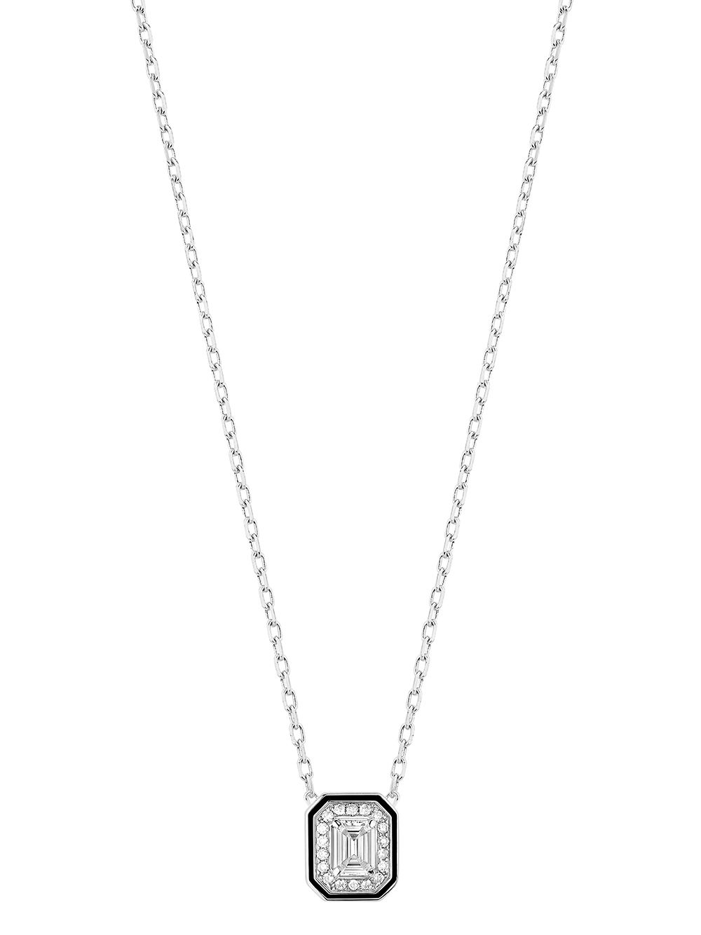 Boucheron Liseré 18K白金钻石吊饰项链 - 银色