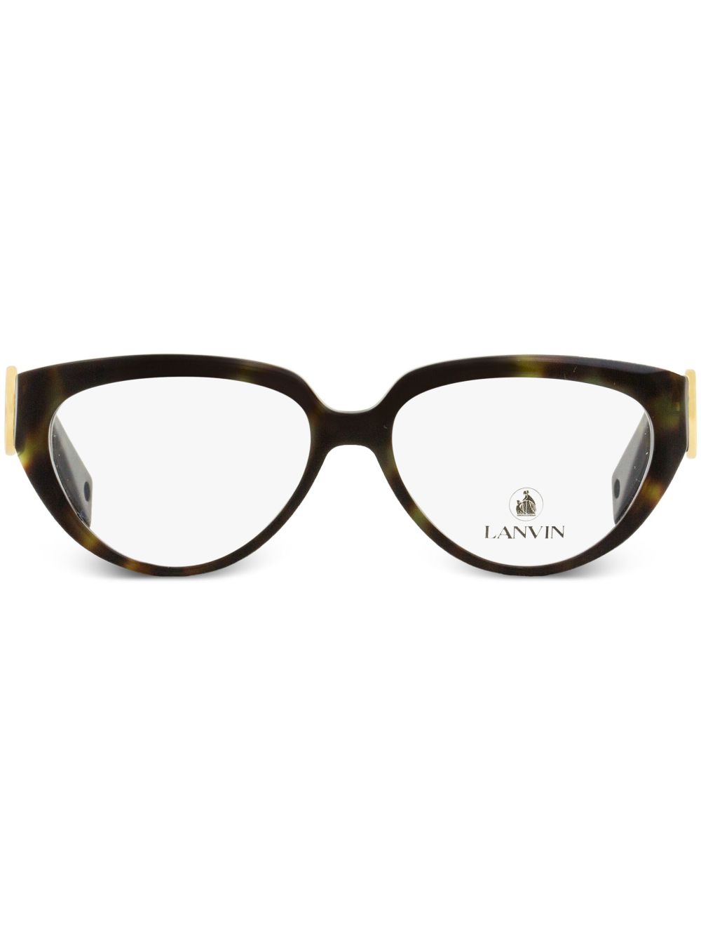 Lanvin 玳瑁纹猫眼框眼镜 - 绿色