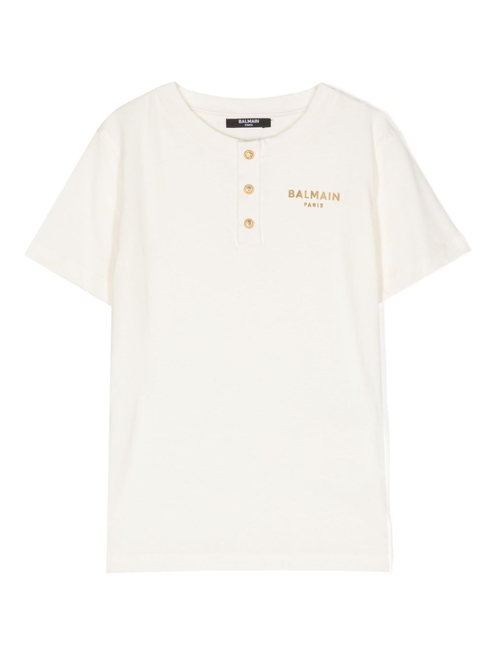 Balmain Kids logo印花排扣T恤 - 中性色