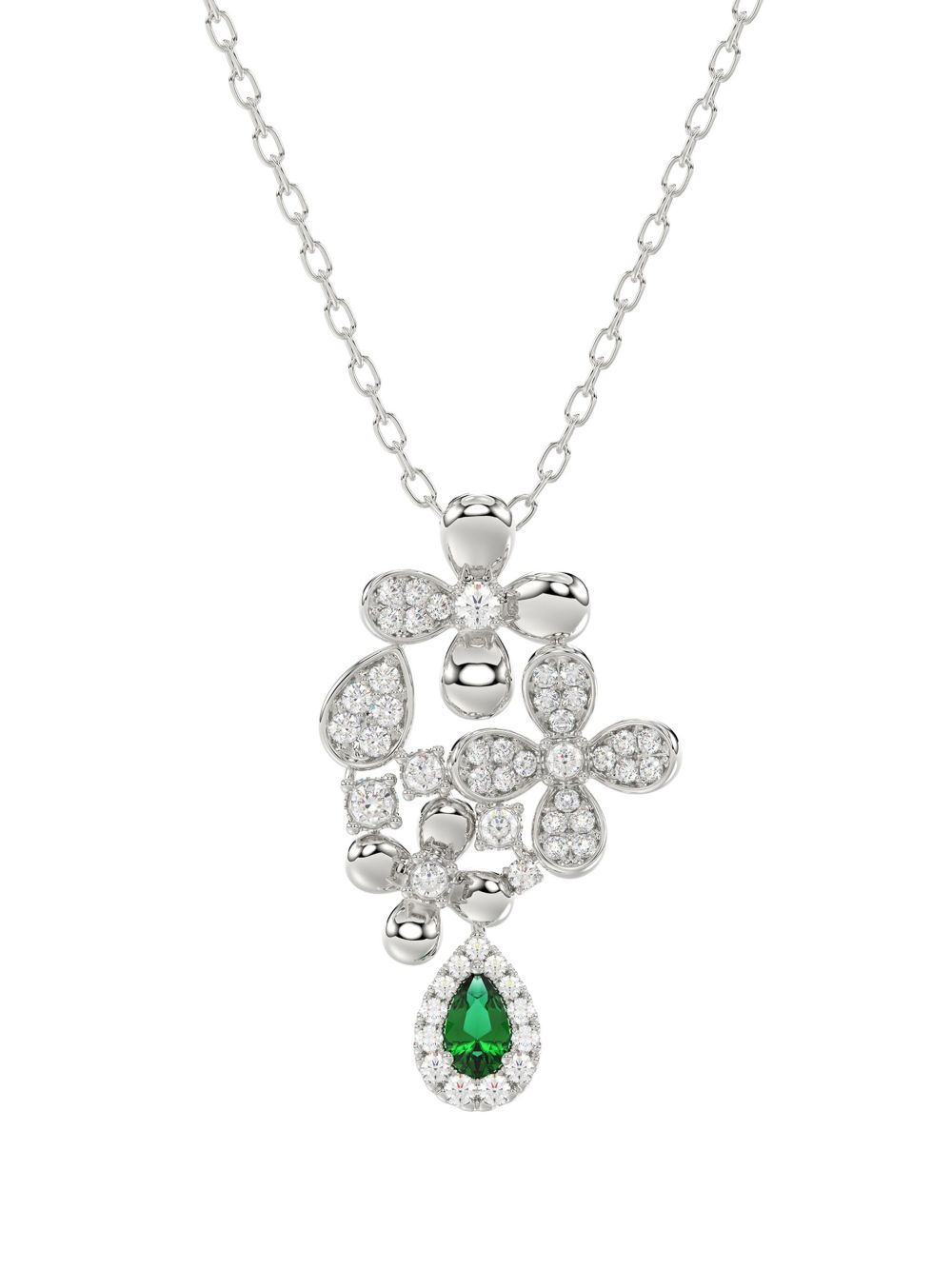 Marchesa 18K白金花卉钻石项链 - 白色