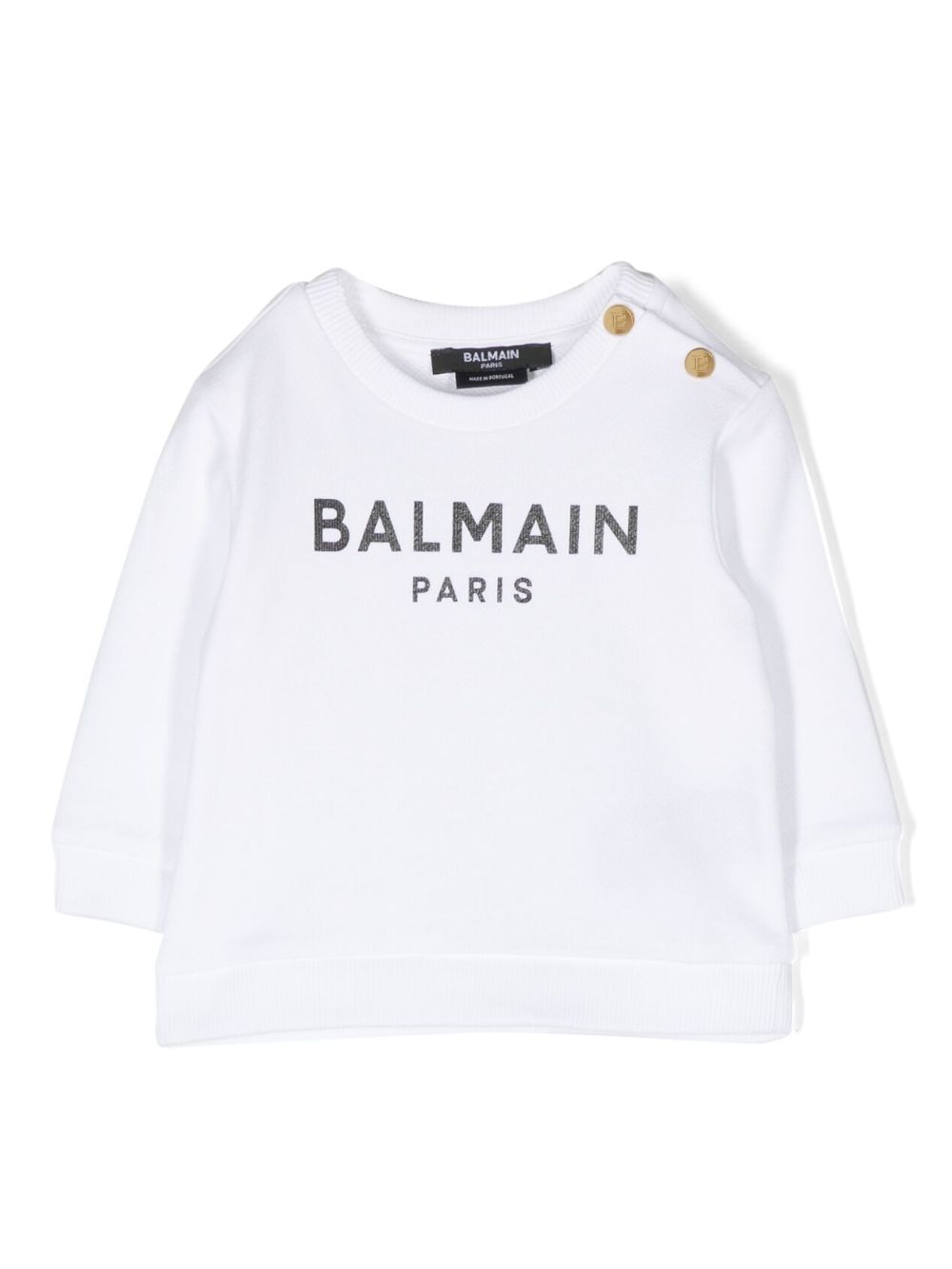 Balmain Kids logo印花棉卫衣 - 白色
