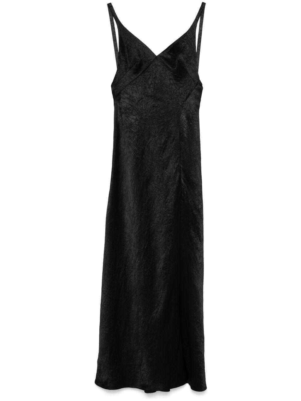 Alexander McQueen 褶皱设计超长连衣裙 - 黑色