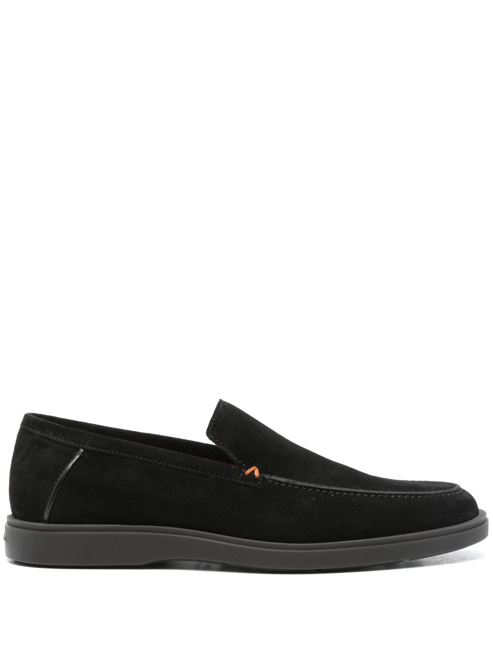 Santoni 绒面皮乐福鞋 - 黑色