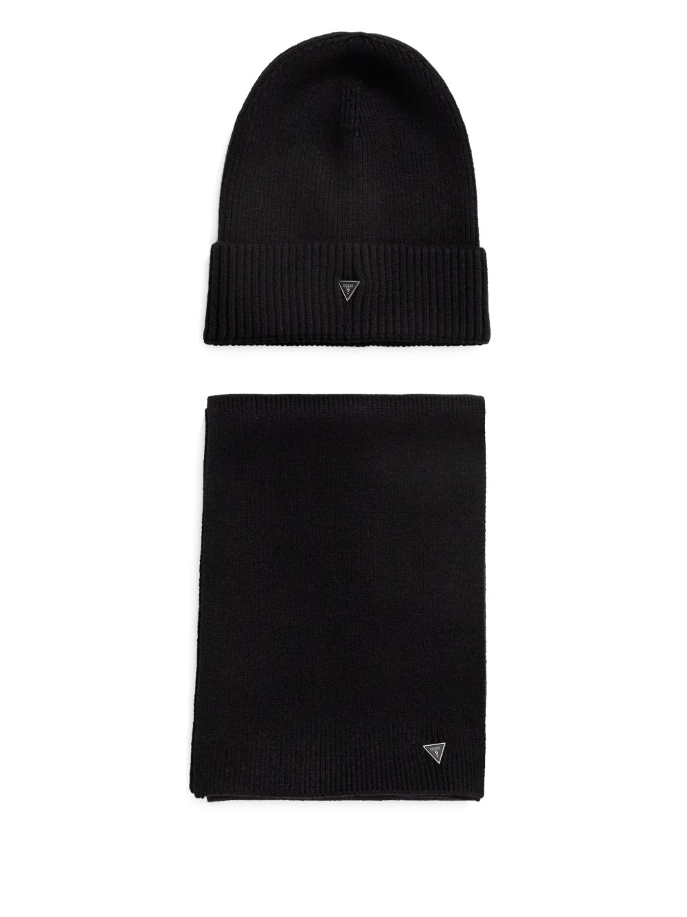 GUESS USA appliqué beanie scarf set - 黑色