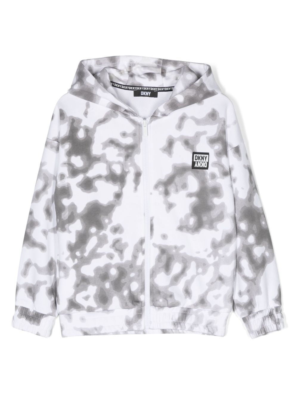 Dkny Kids 扎染拉链连帽衫 - 白色