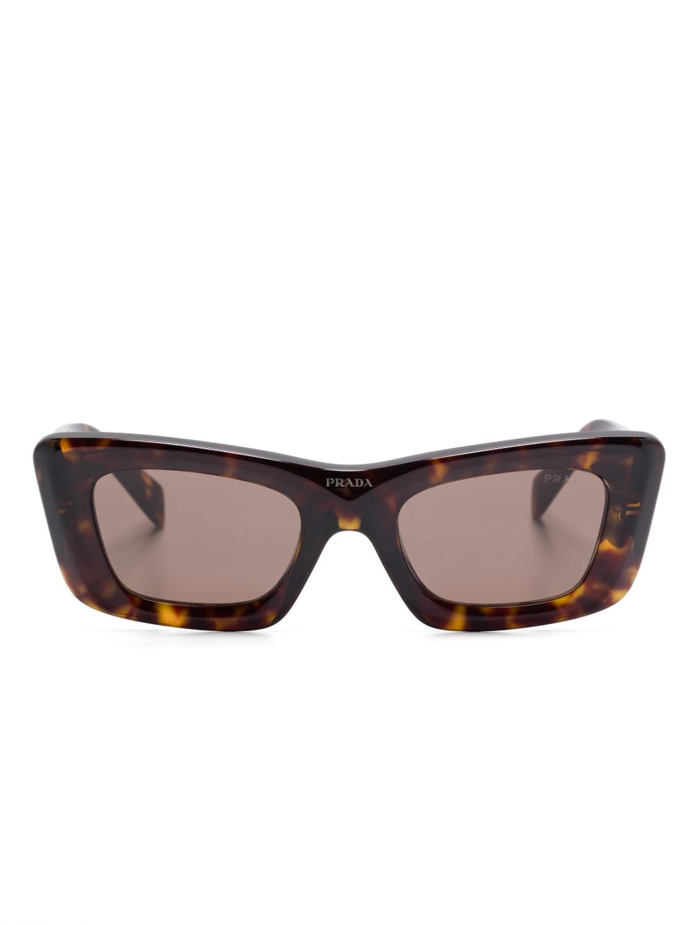 Prada Pre-Owned 三角形logo方框太阳眼镜 - 褐色