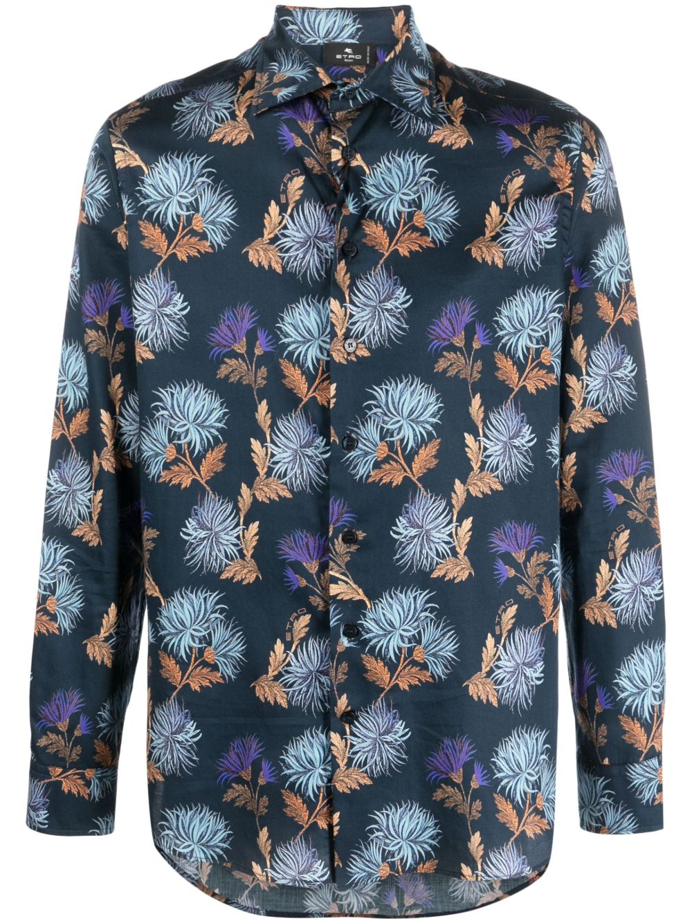 ETRO 花卉印花棉衬衫 - 蓝色