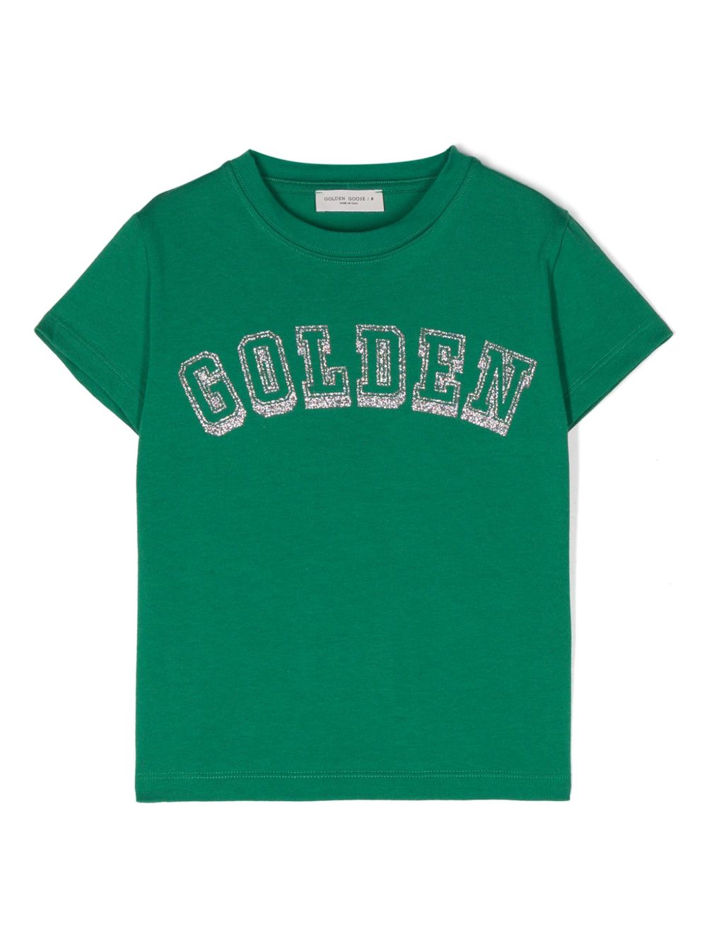 Golden Goose Kids 亮片金葱棉T恤 - 绿色