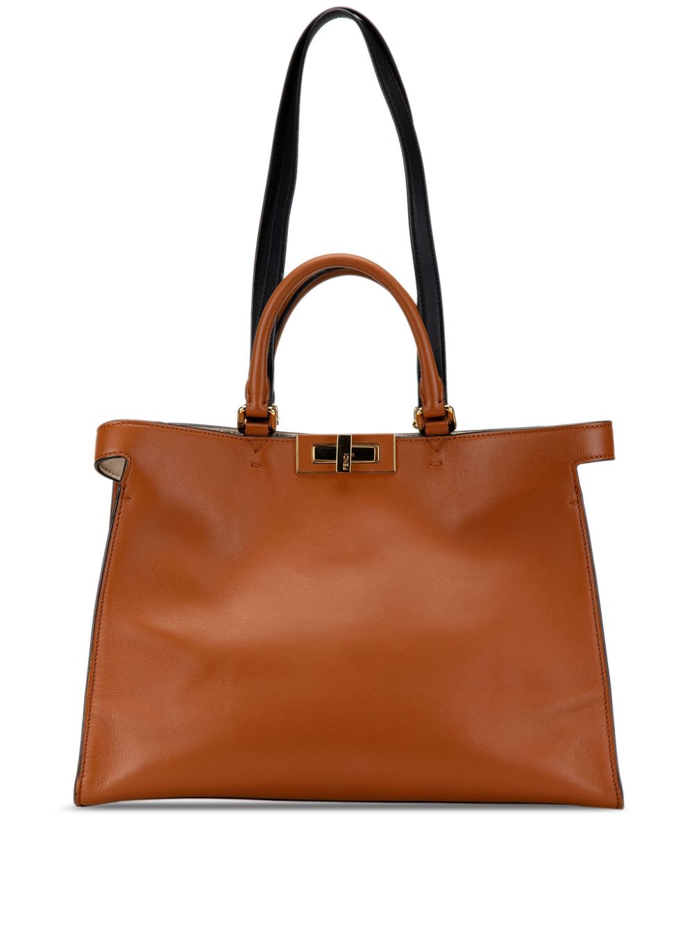 Fendi Pre-Owned Peekaboo X Tote 小号皮质斜挎包（2000-2010年典藏款） - 褐色