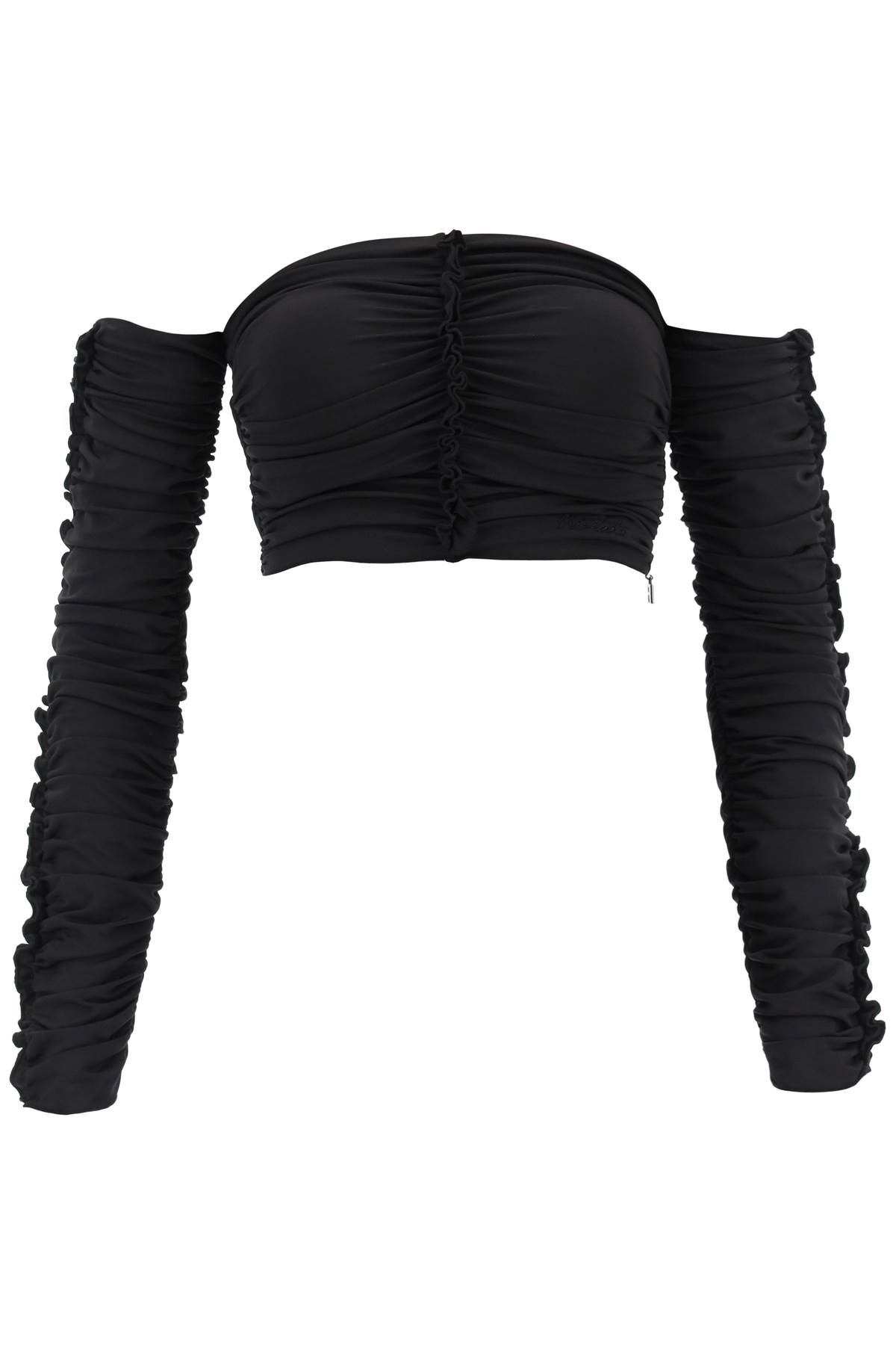 Rotate by Birger Christensen Ruched Off-shoulder Cropped Top