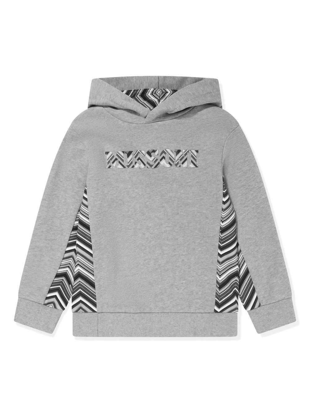 Missoni Kids logo几何图案印花棉连帽衫 - 灰色