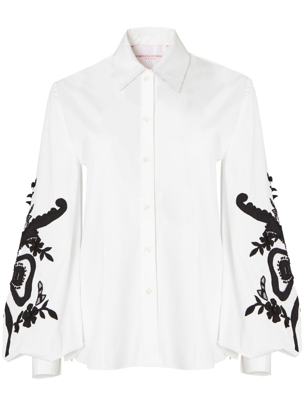 Carolina Herrera 刺绣灯笼袖衬衫 - 白色