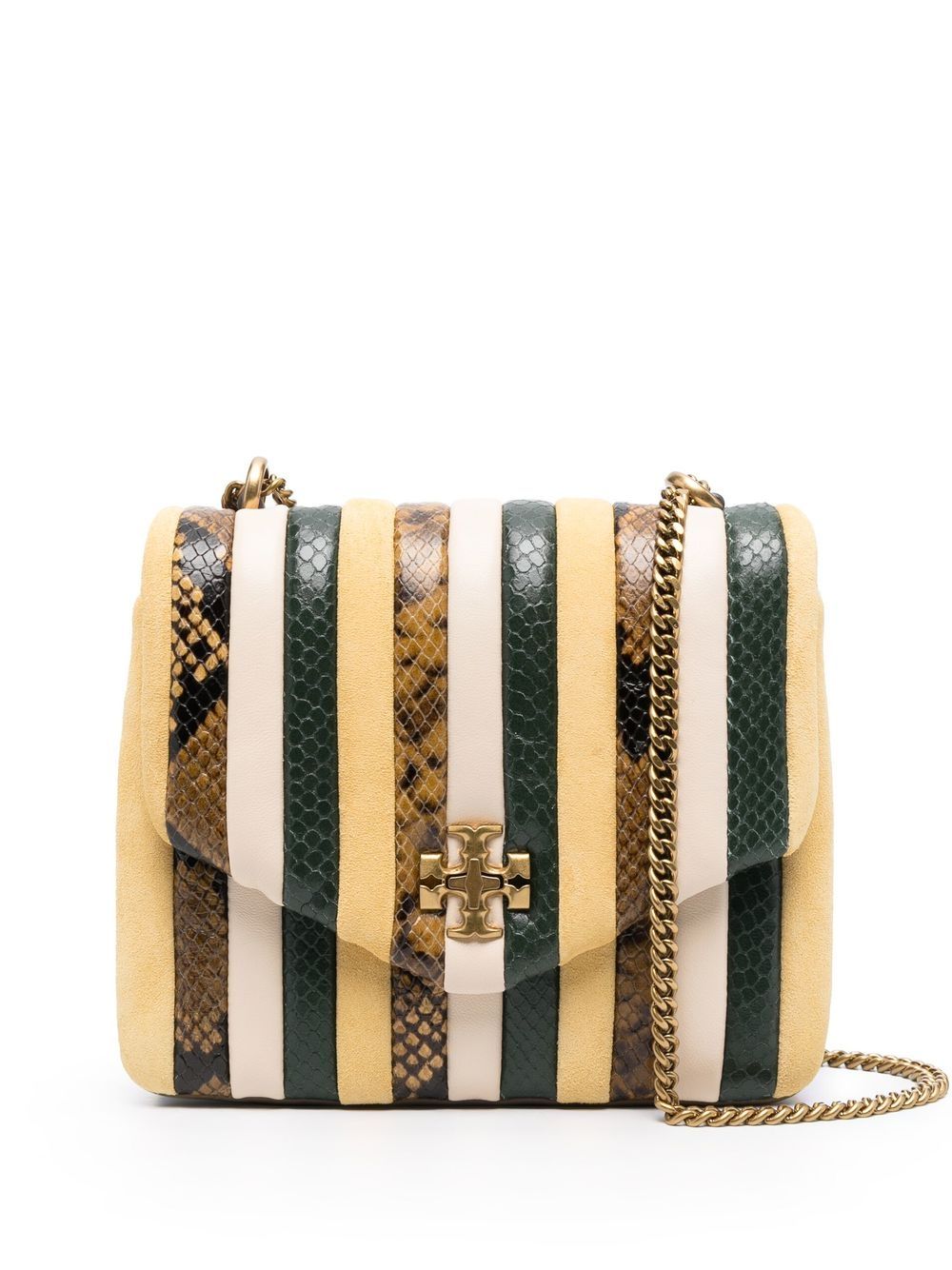 Tory Burch Kira 条纹斜挎包 - 黄色