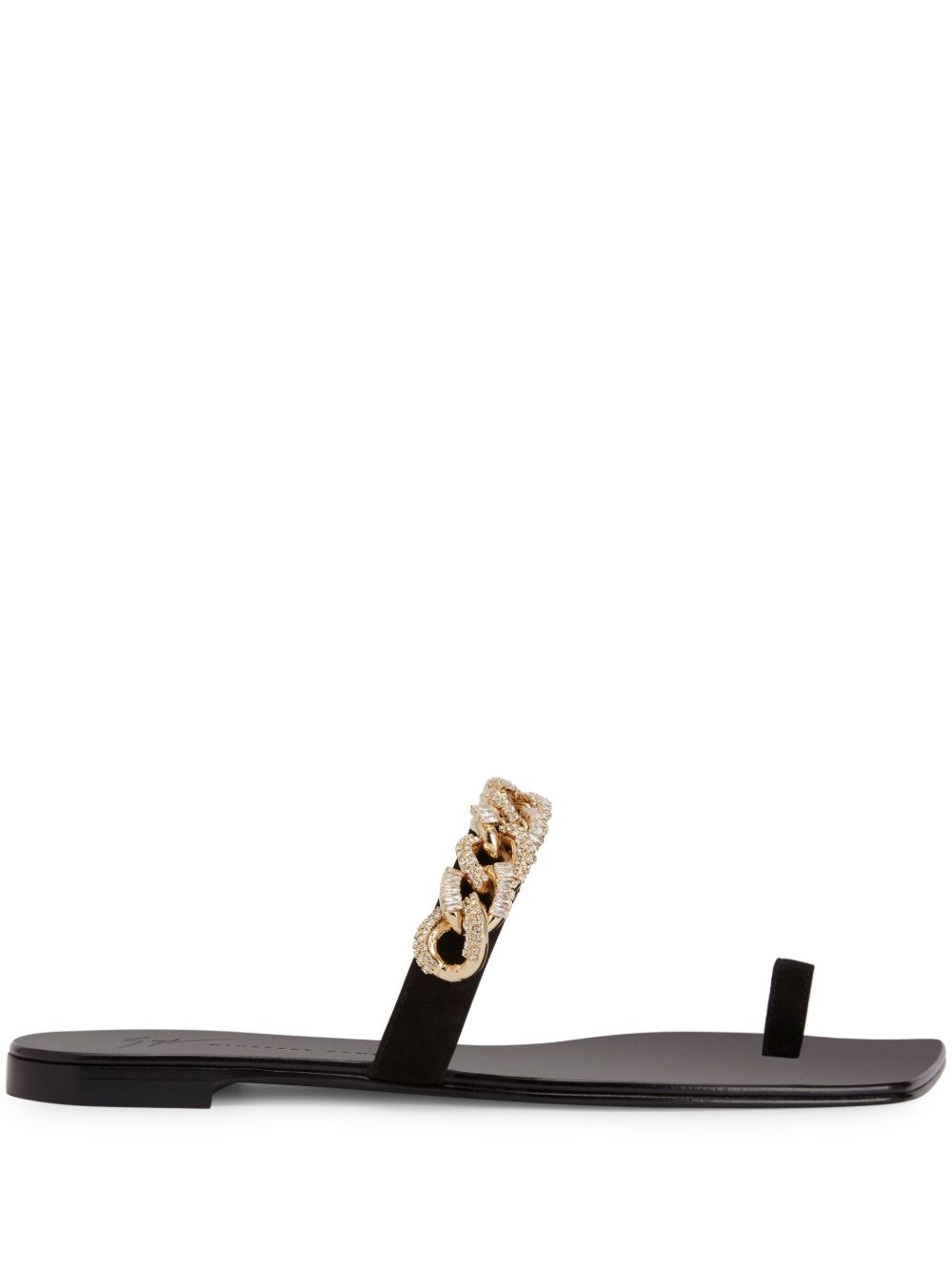 Giuseppe Zanotti Berenicee Chain 皮质凉鞋 - 黑色