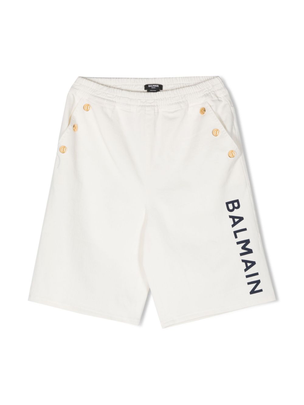 Balmain Kids logo印花及膝短裤 - 白色