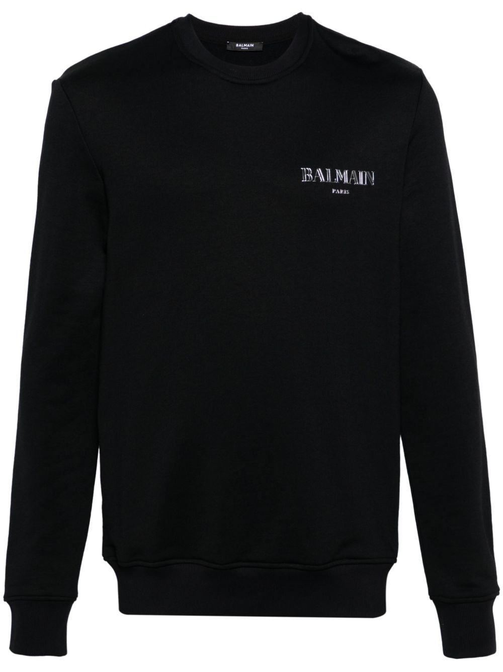 Balmain logo贴花圆领卫衣 - 黑色