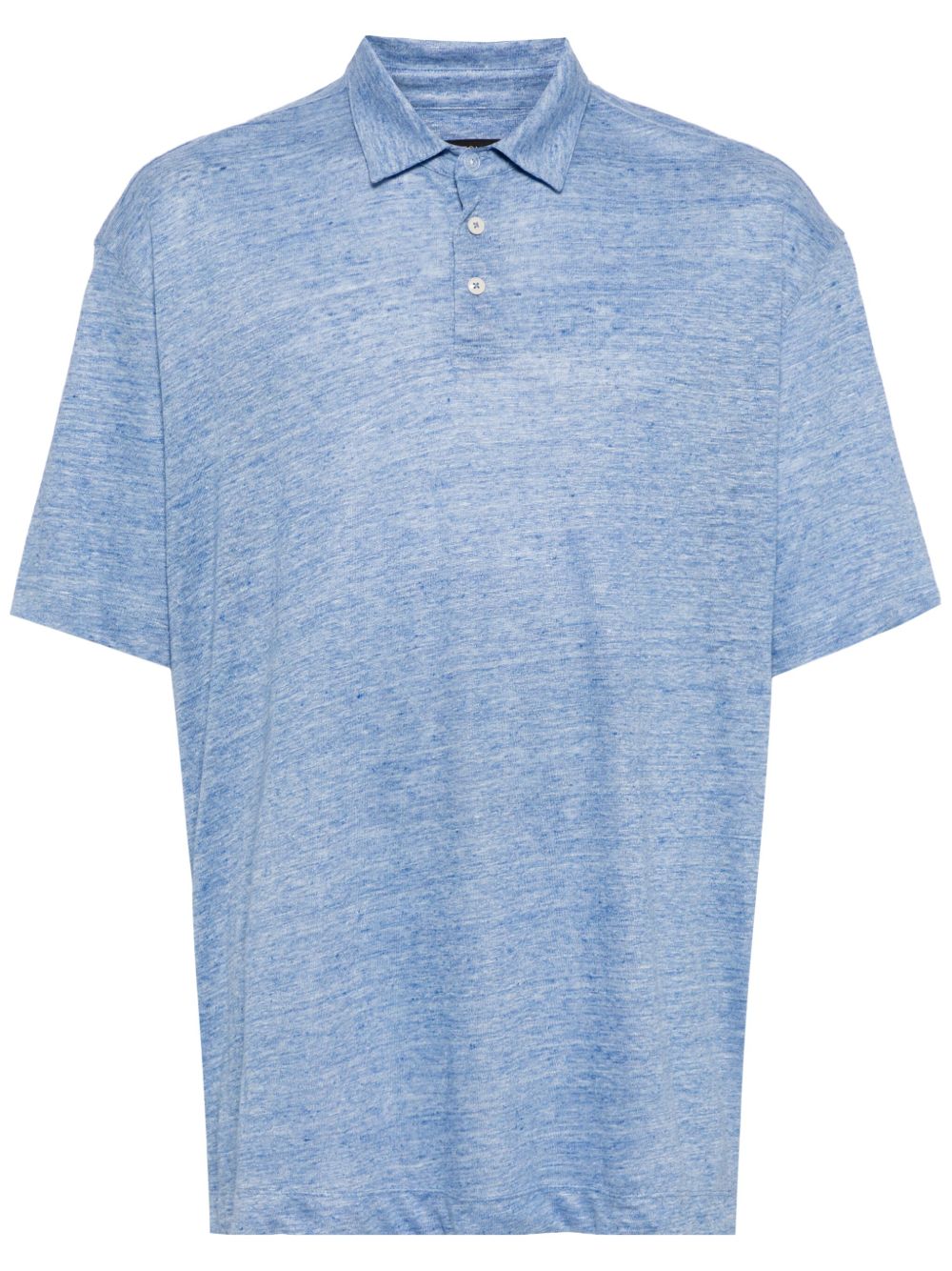 Zegna 短袖亚麻polo衫 - 蓝色