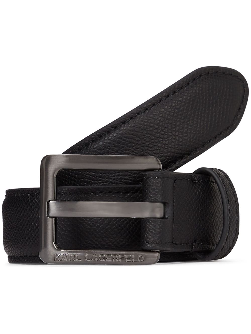 Karl Lagerfeld Essential 皮质腰带 - 黑色
