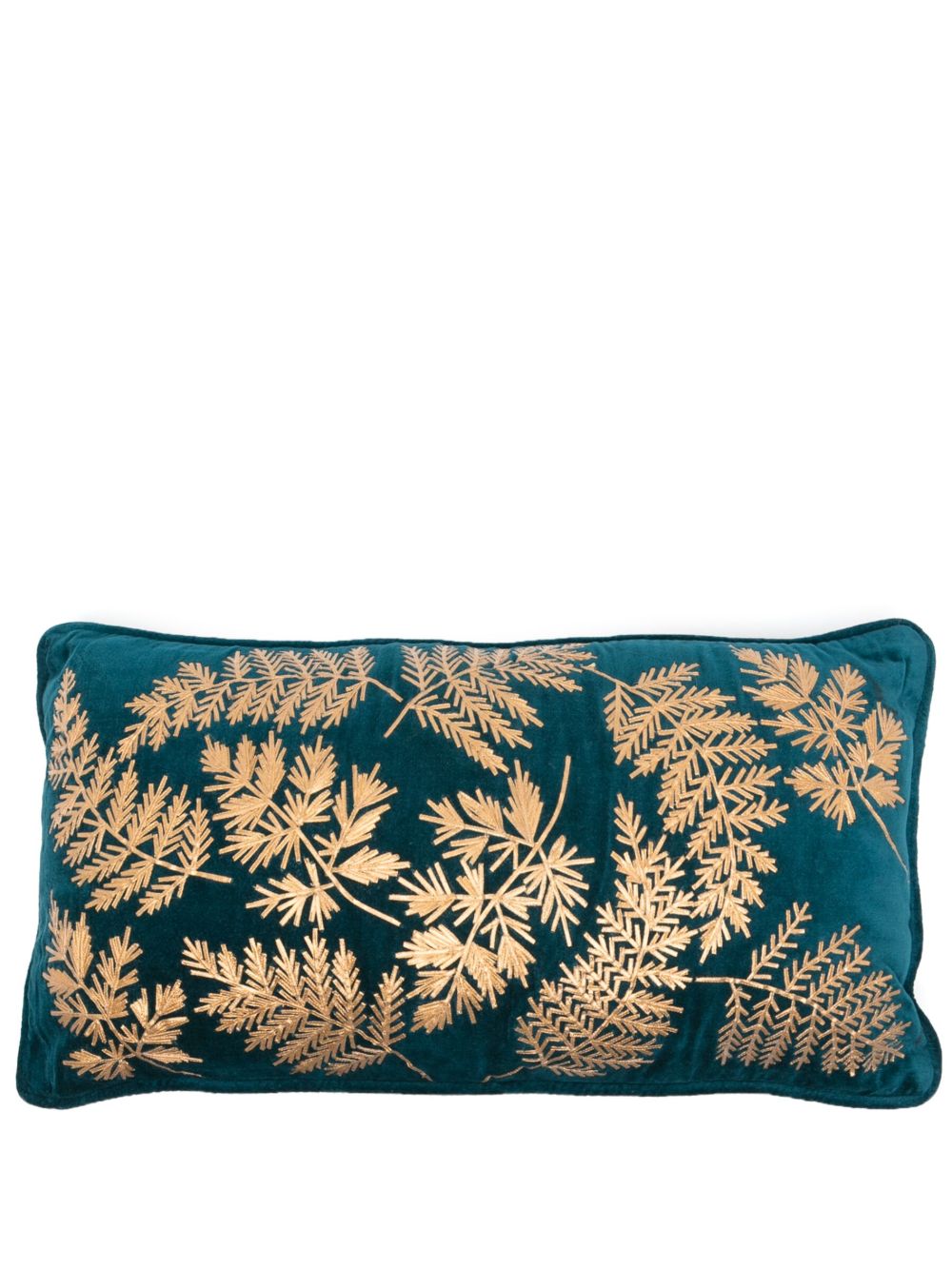 Les-Ottomans x Browns 树叶刺绣丝绒抱枕（30厘米 x 60厘米） - 蓝色