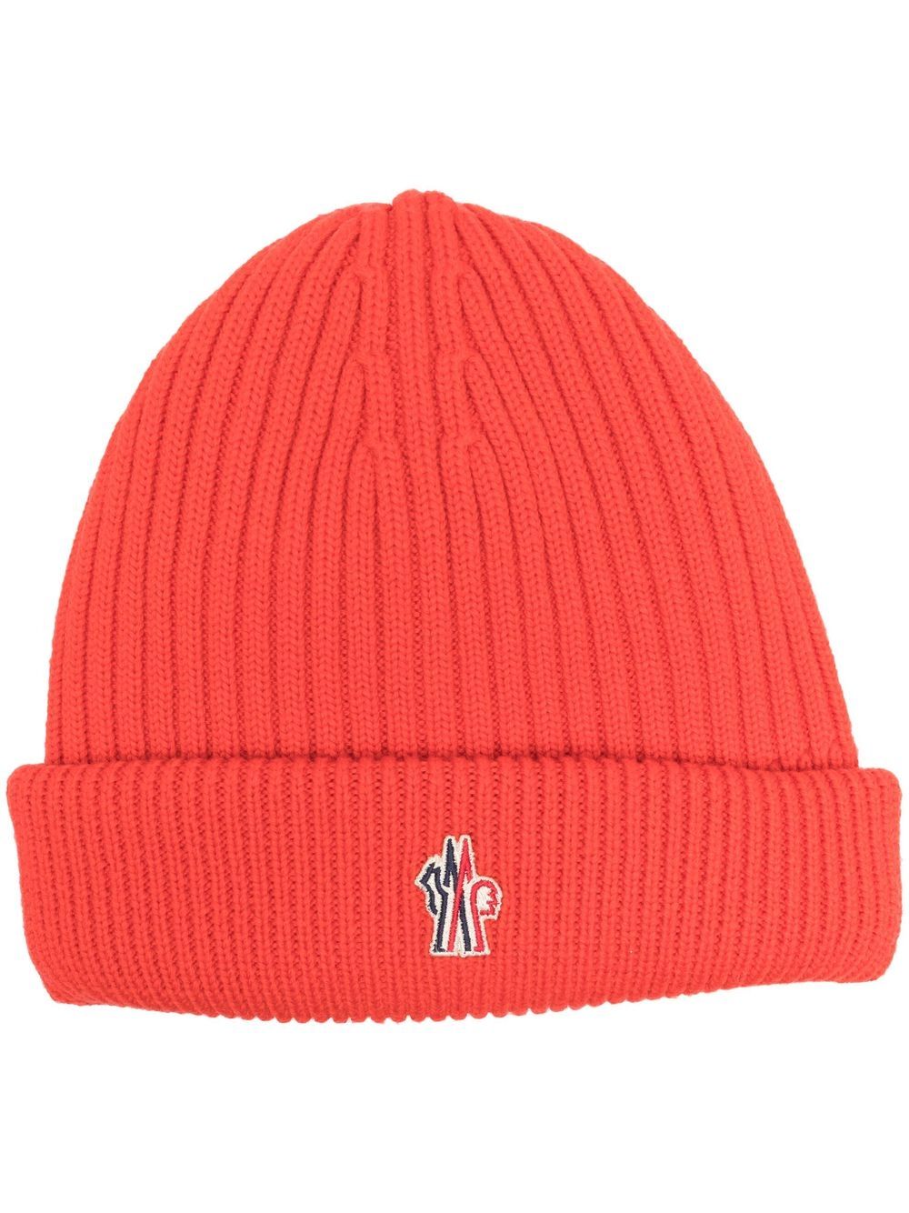 Moncler Grenoble 标贴罗纹针织套头帽 - 红色