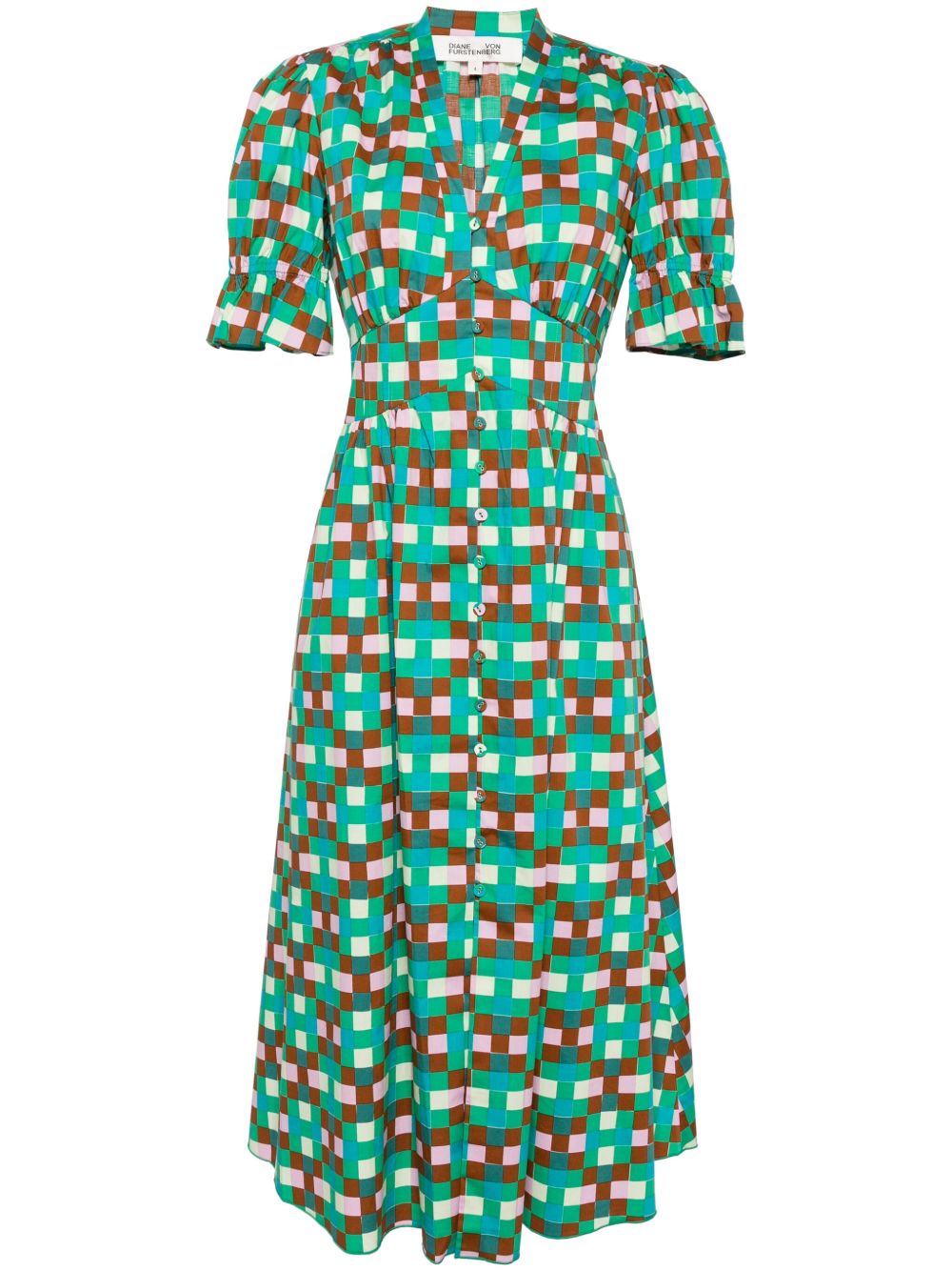 DVF Diane von Furstenberg Erica 几何图案连衣裙 - 绿色