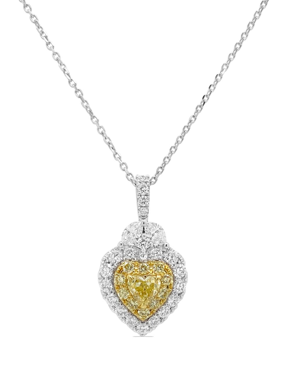 HYT Jewelry 铂金心形吊饰钻石项链 - 银色