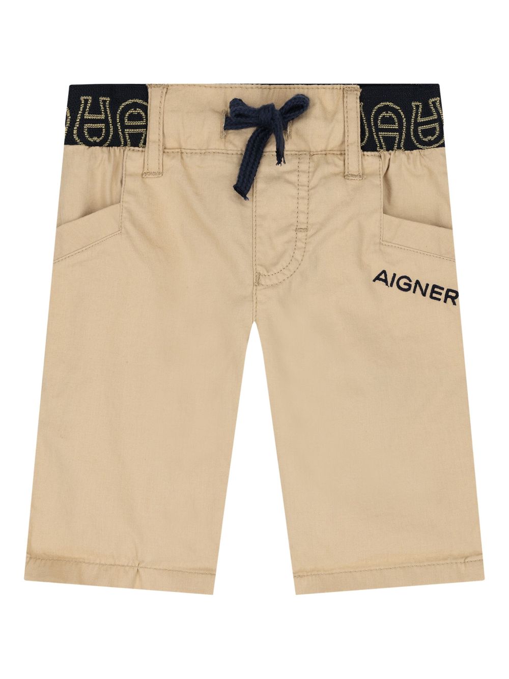 Aigner Kids logo腰边短裤 - 中性色