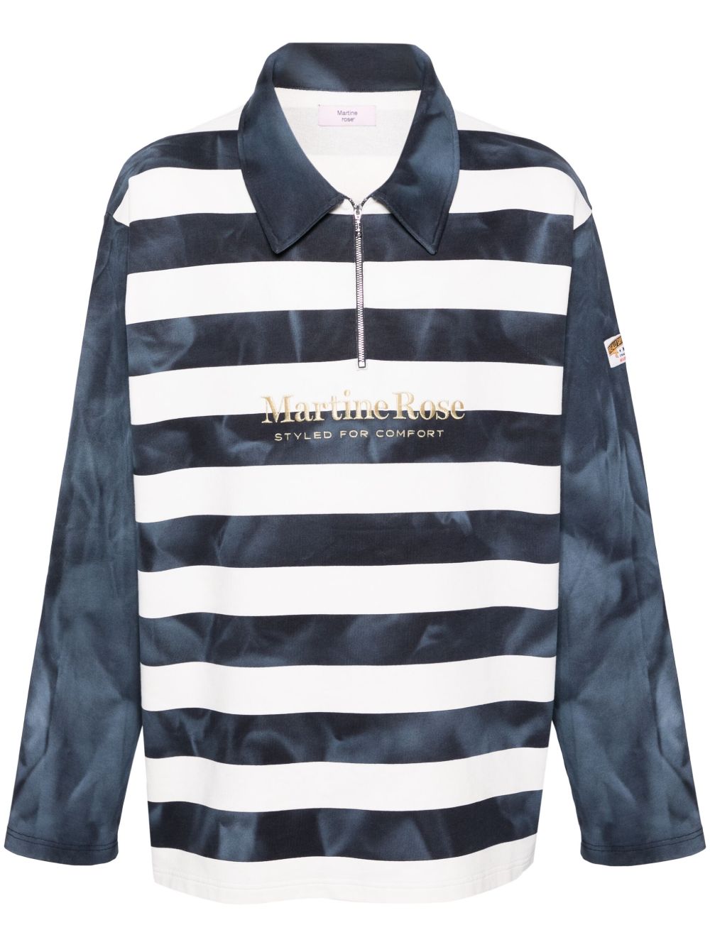 Martine Rose logo刺绣polo领卫衣 - 蓝色