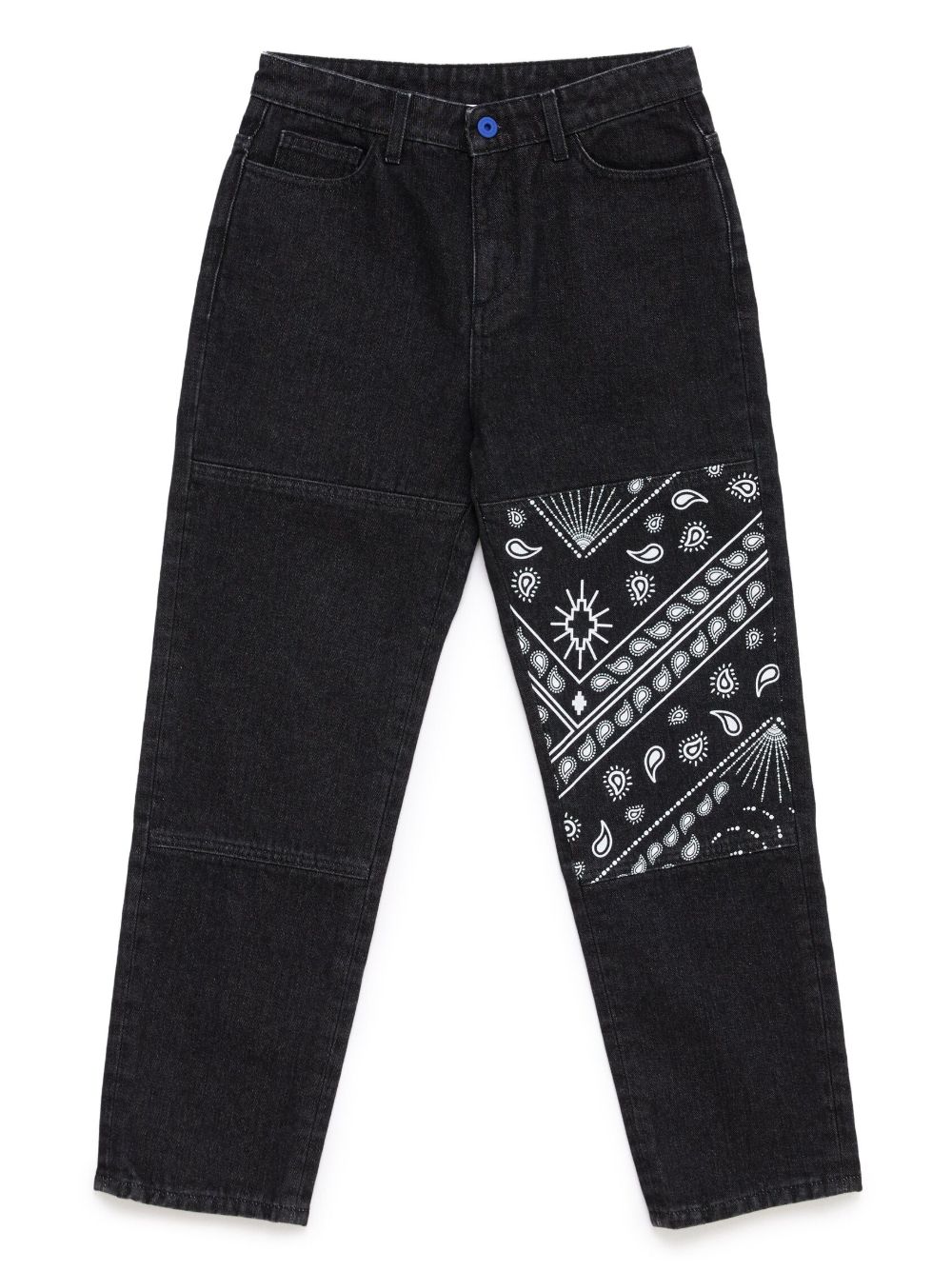 Marcelo Burlon County Of Milan Kids 头巾贴花直筒牛仔裤 - 蓝色