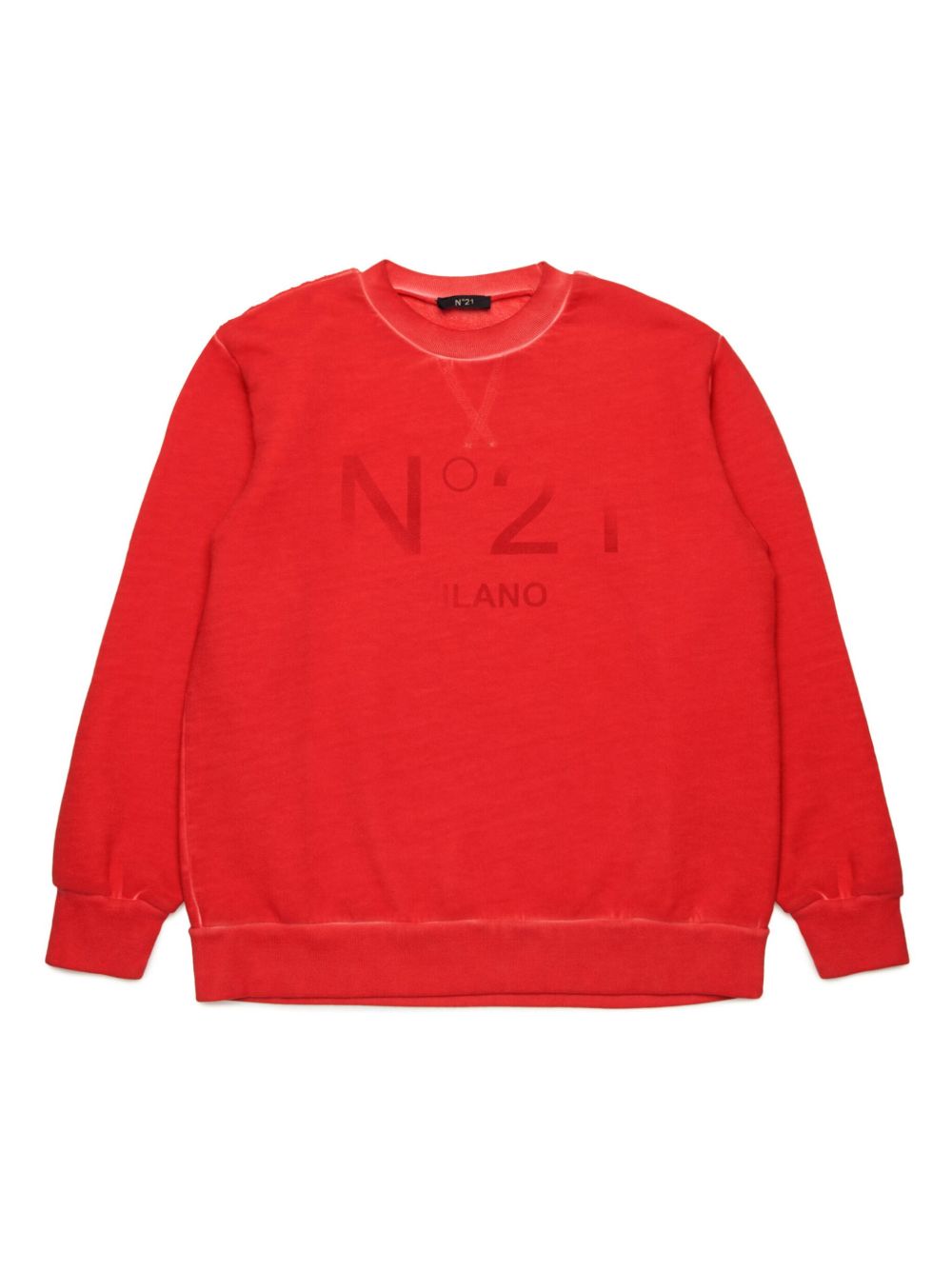 Nº21 Kids logo印花棉卫衣 - 红色