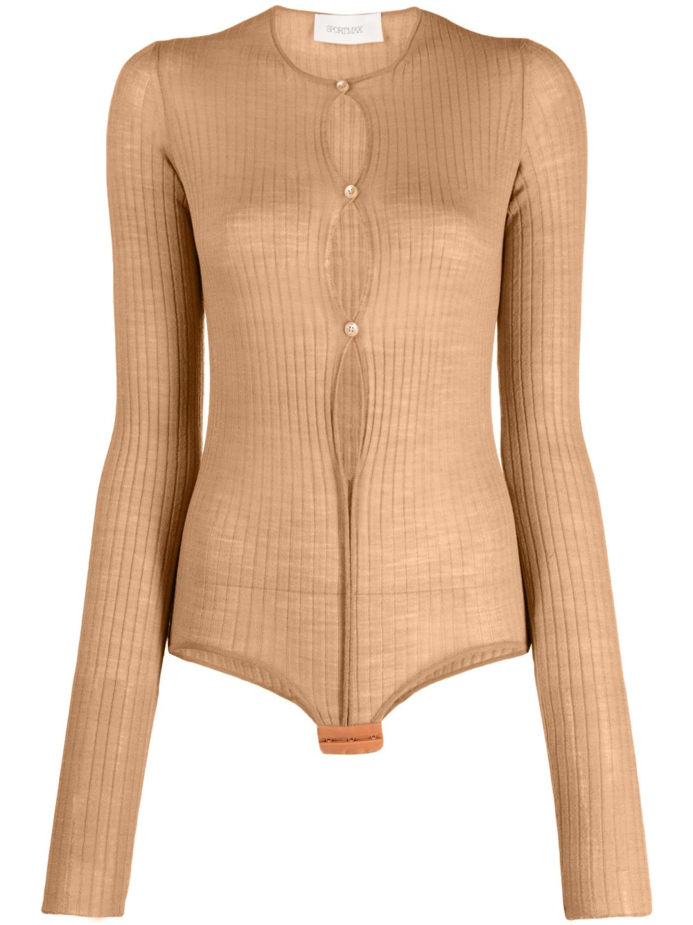 Sportmax 罗纹针织纽扣连体衣 - 中性色