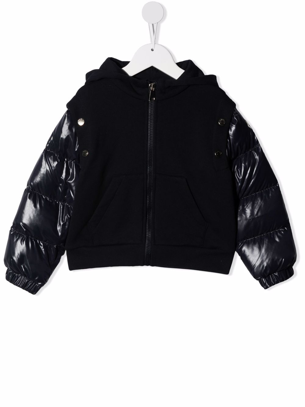 Moncler Enfant 拉链连帽填充夹克 - 蓝色