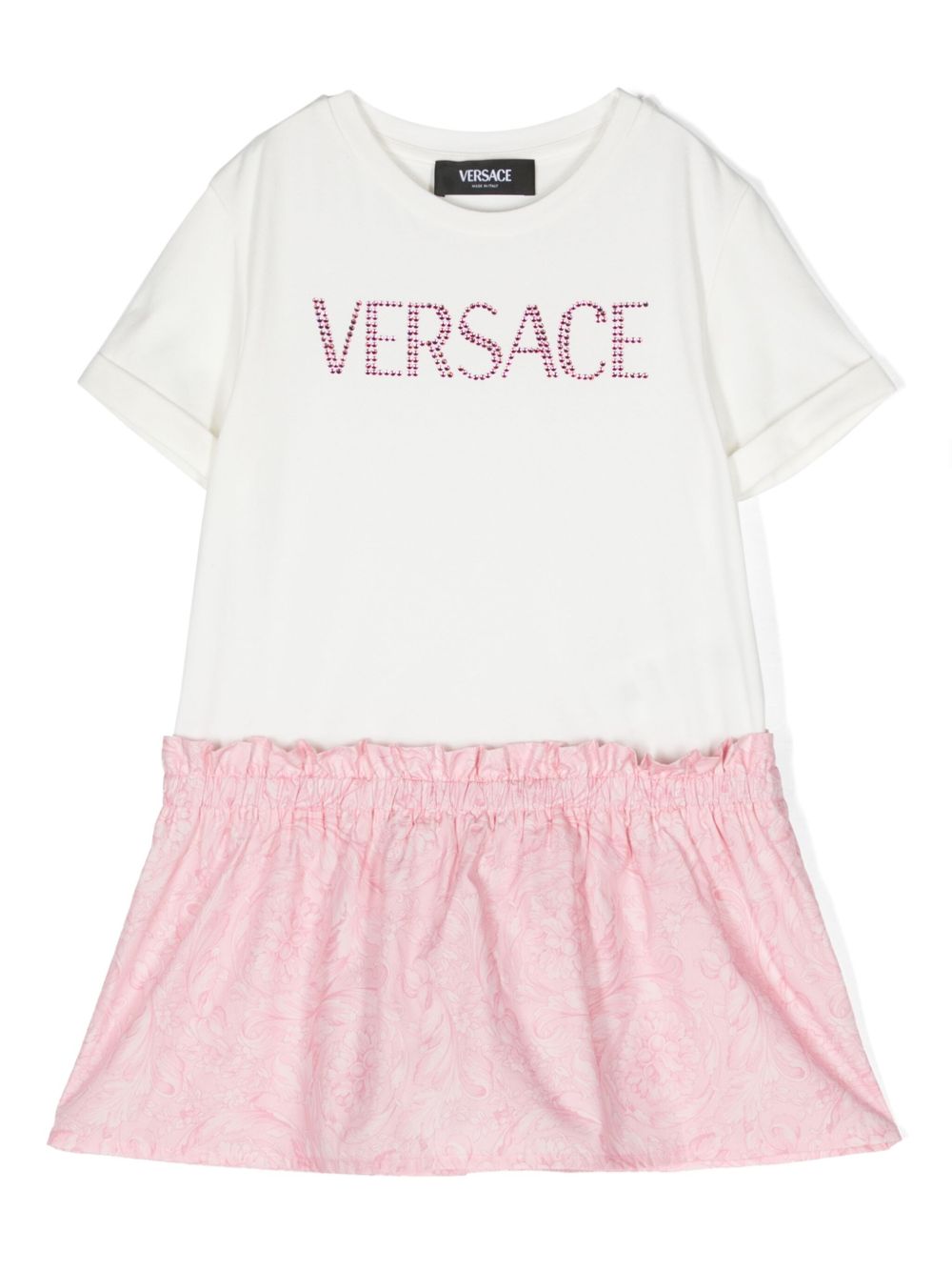 Versace Kids Barocco 印花T恤式连衣裙 - 白色