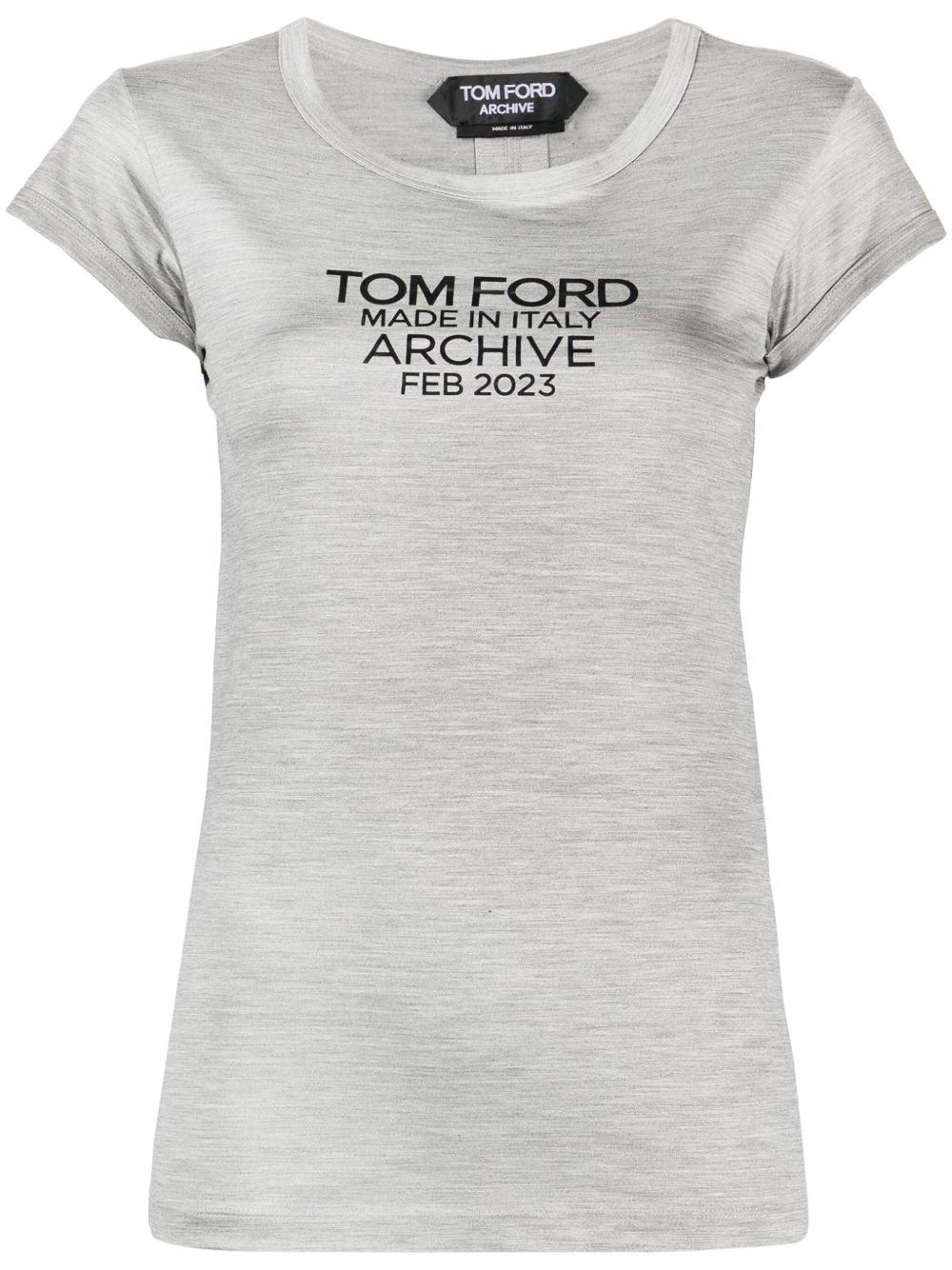 TOM FORD logo印花真丝T恤 - 灰色