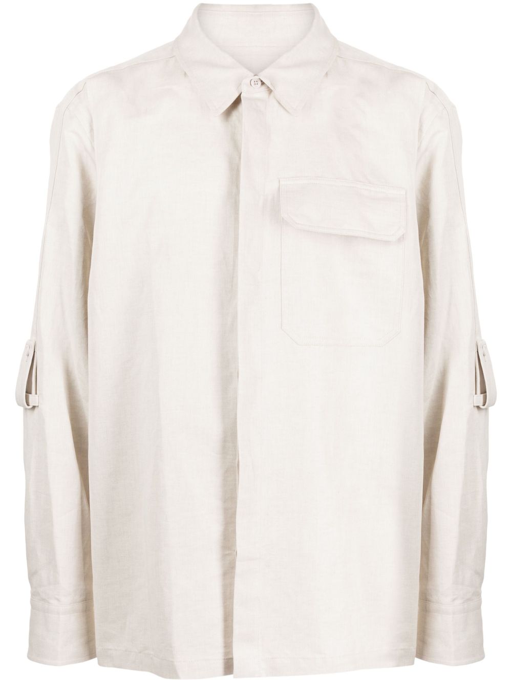 Helmut Lang 棉麻混纺斜纹布衬衫 - 中性色