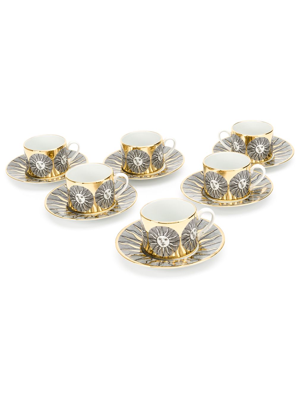 Fornasetti Sole茶杯六件组 - 金色