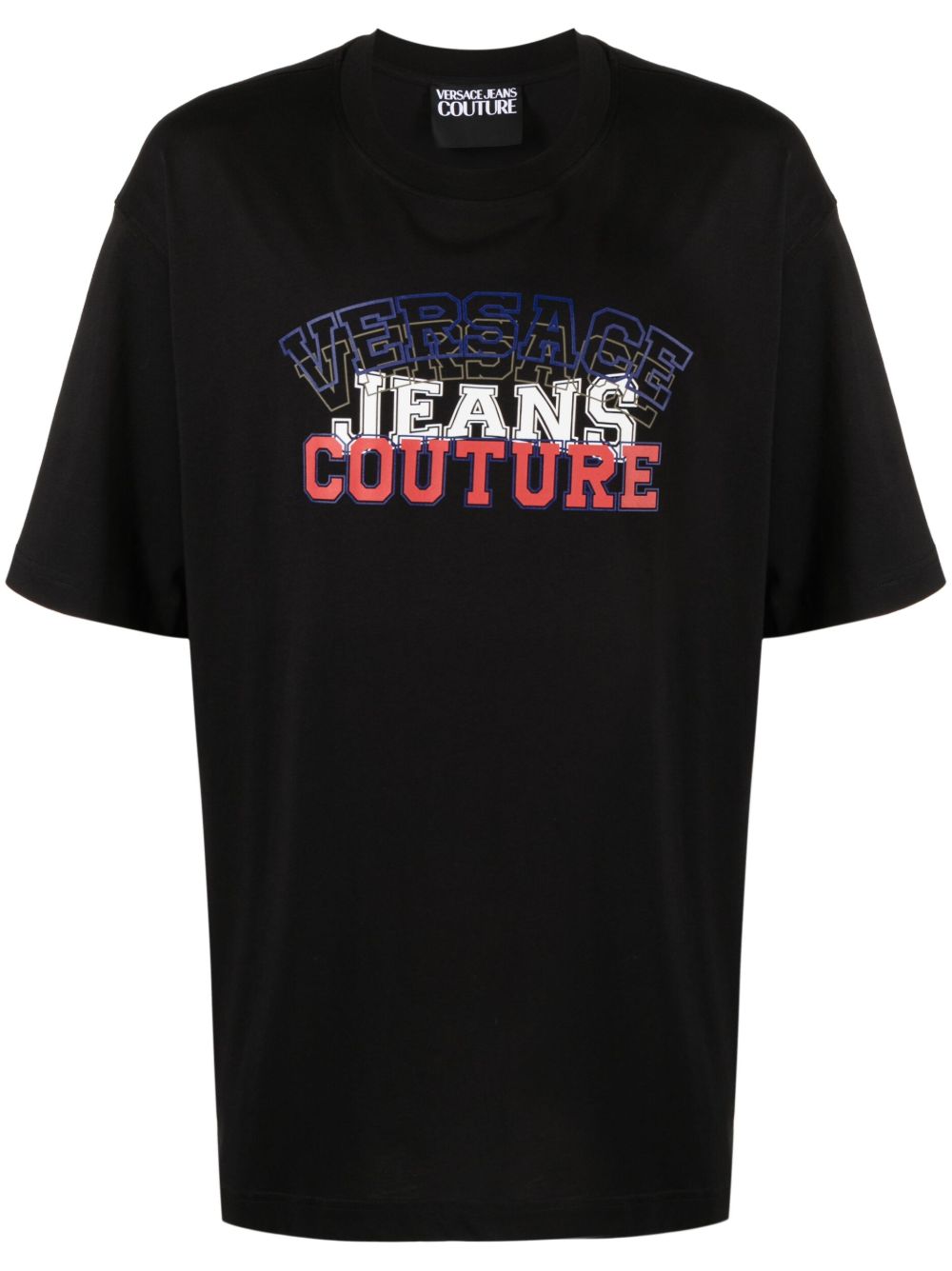 Versace Jeans Couture 植绒logo棉T恤 - 黑色