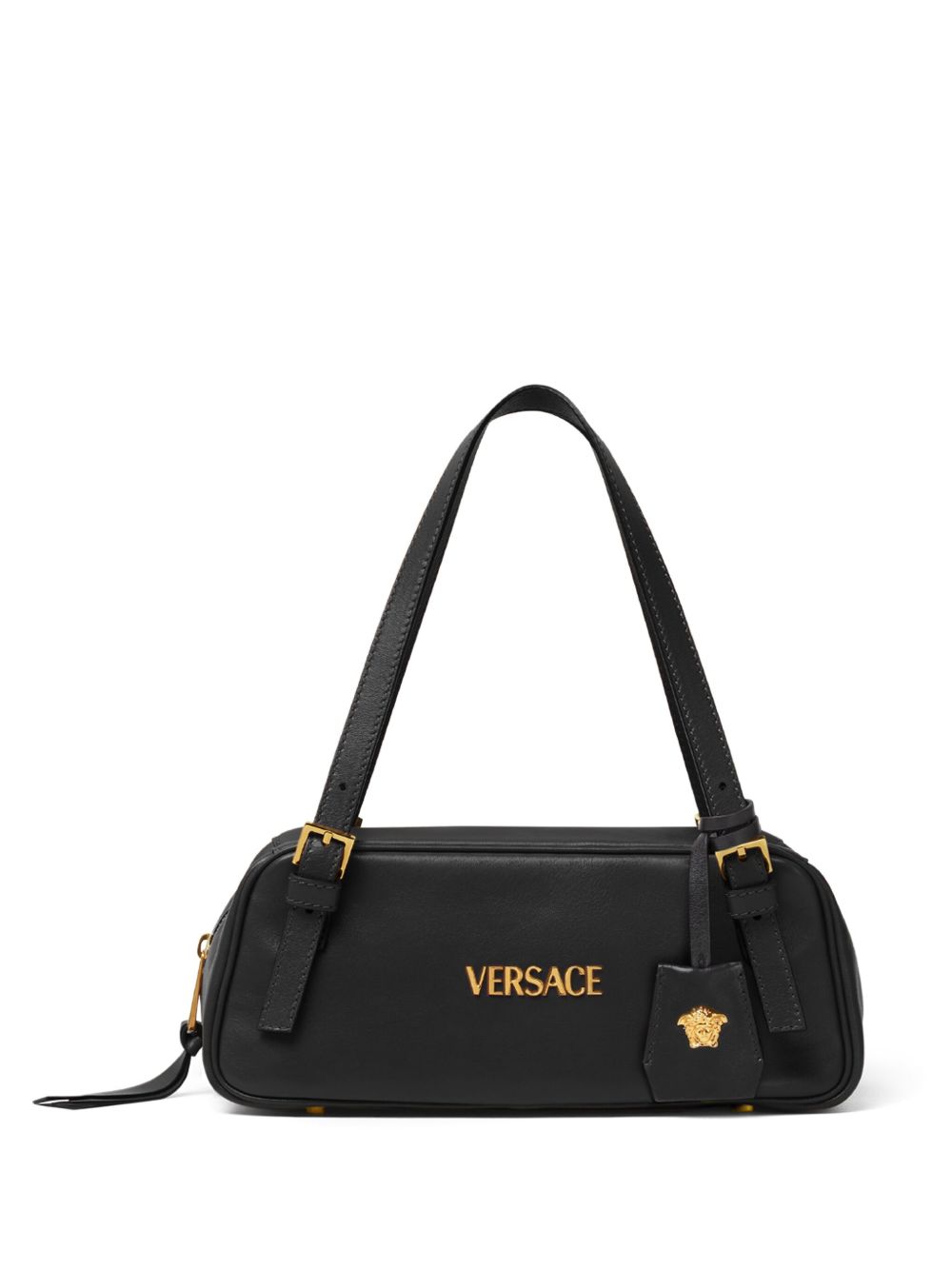Versace logo字母单肩包 - 黑色