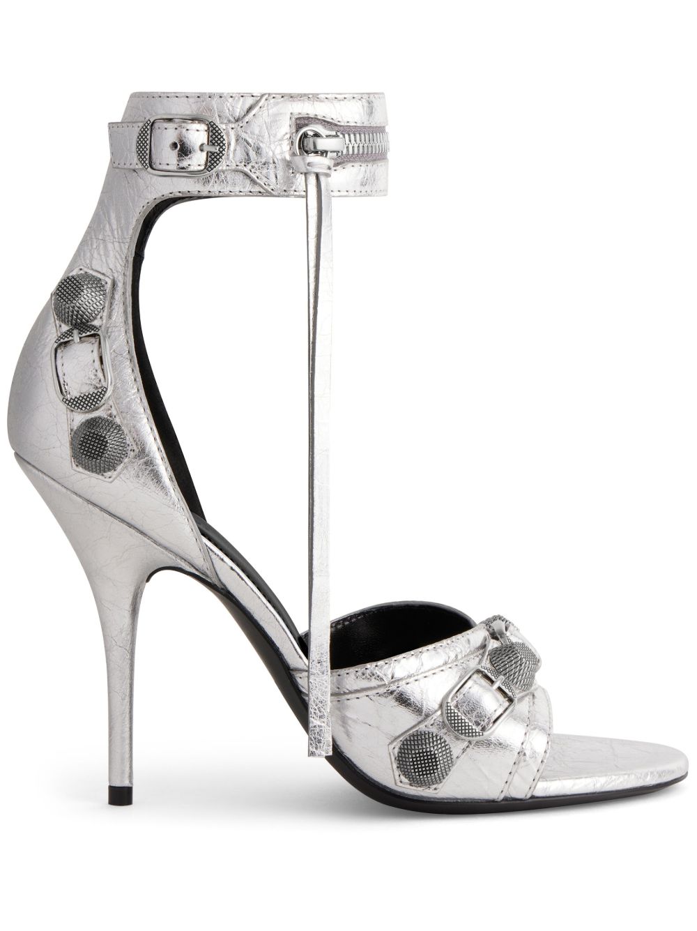 Balenciaga Cagole 金属感设计高跟凉鞋 - 银色