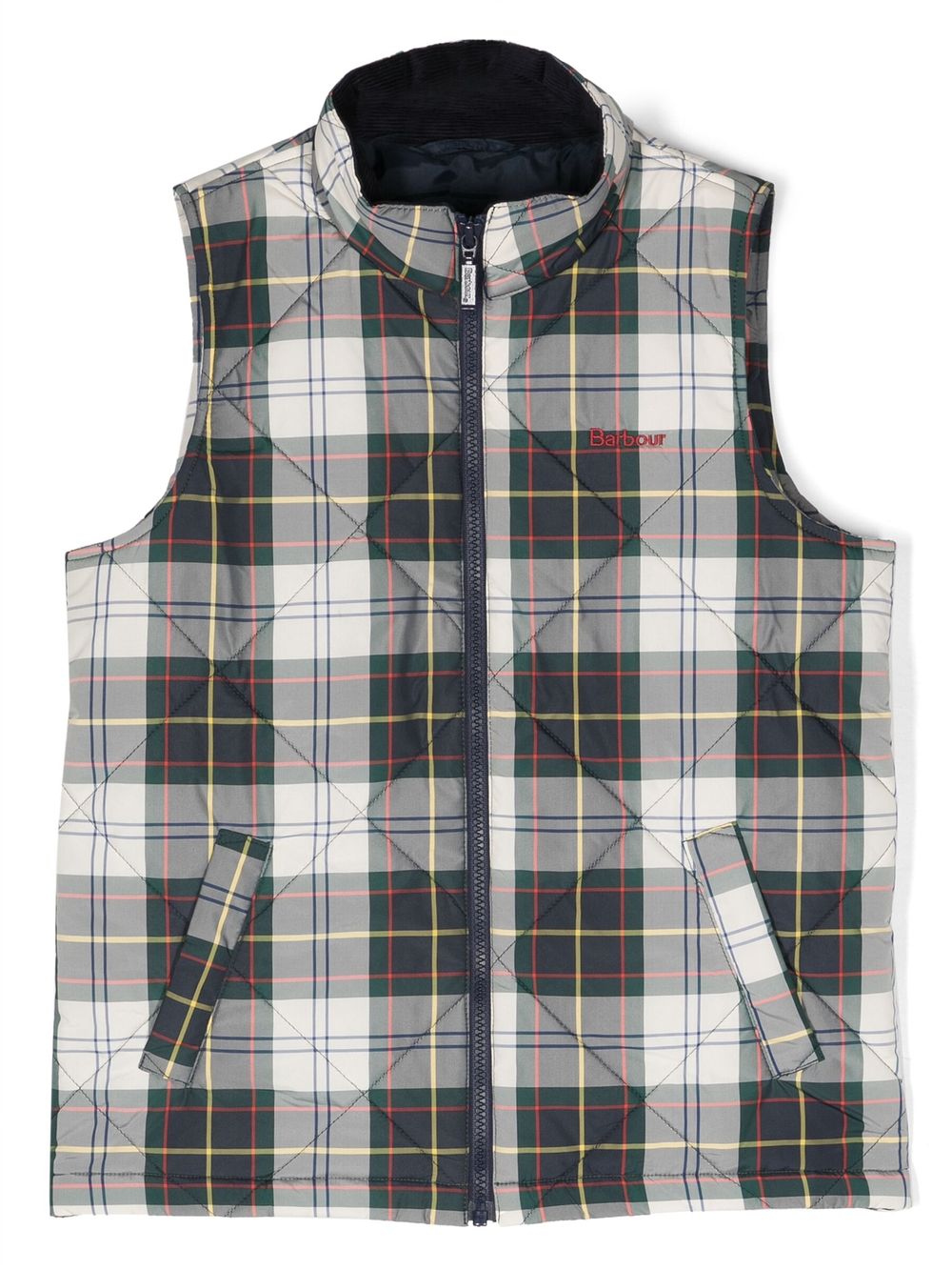 Barbour Kids 格纹填充马甲 - 蓝色