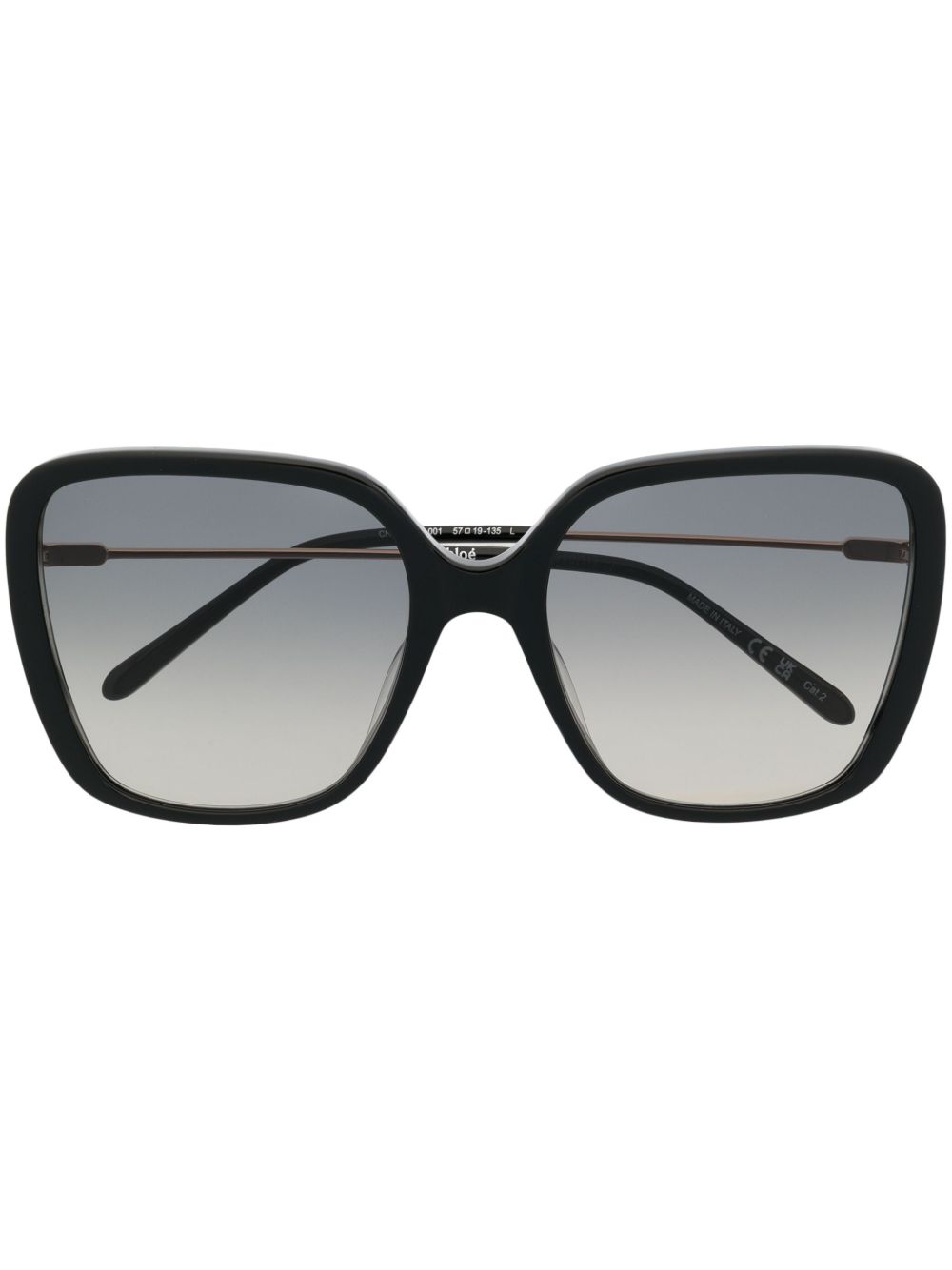 Chloé Eyewear logo雕刻方框太阳眼镜 - 黑色