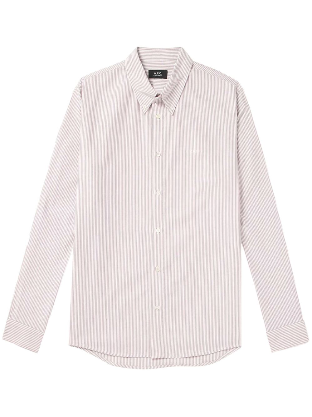 A.P.C. logo刺绣条纹衬衫 - 粉色