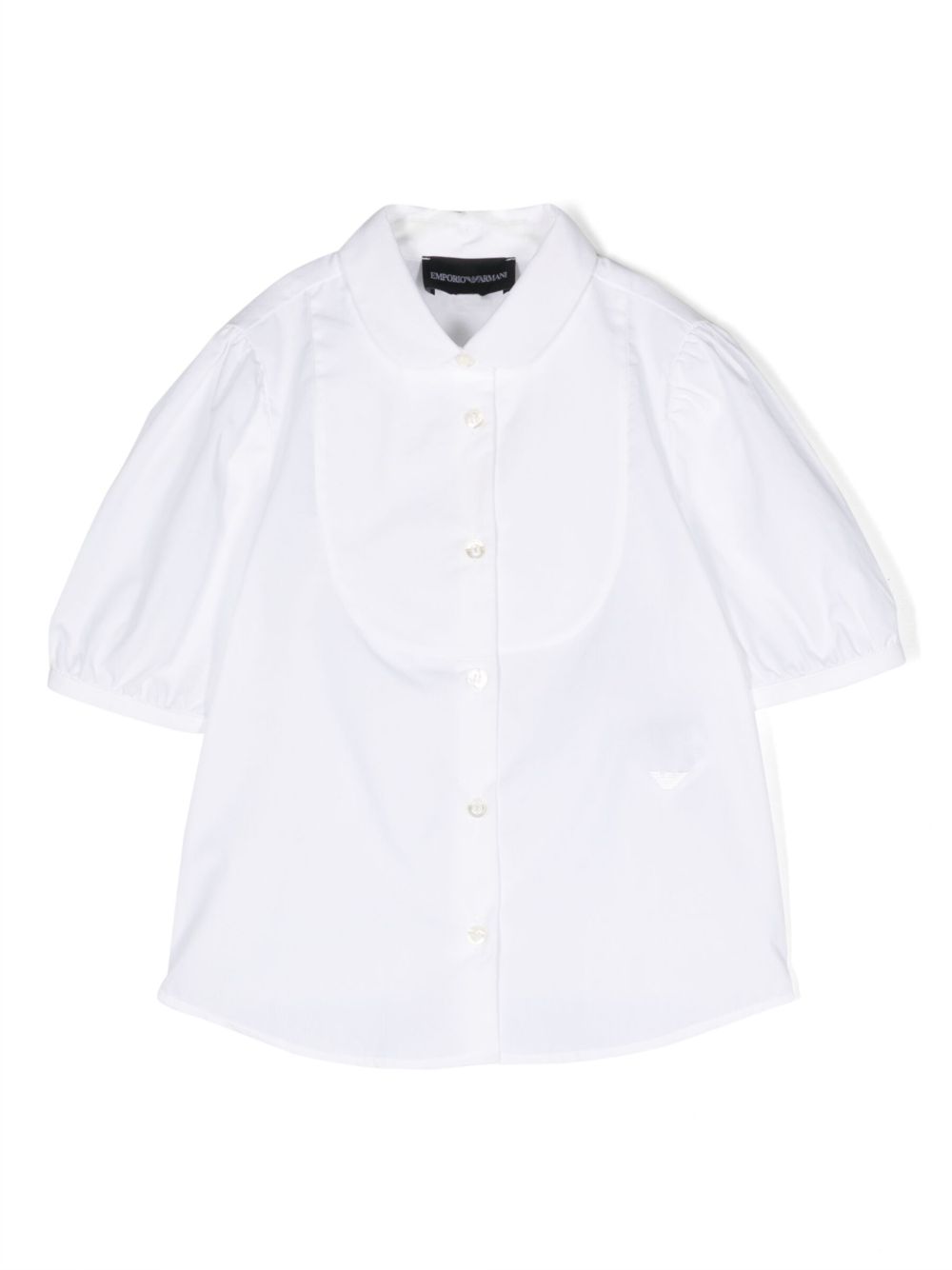 Emporio Armani Kids 围兜领棉衬衫 - 白色